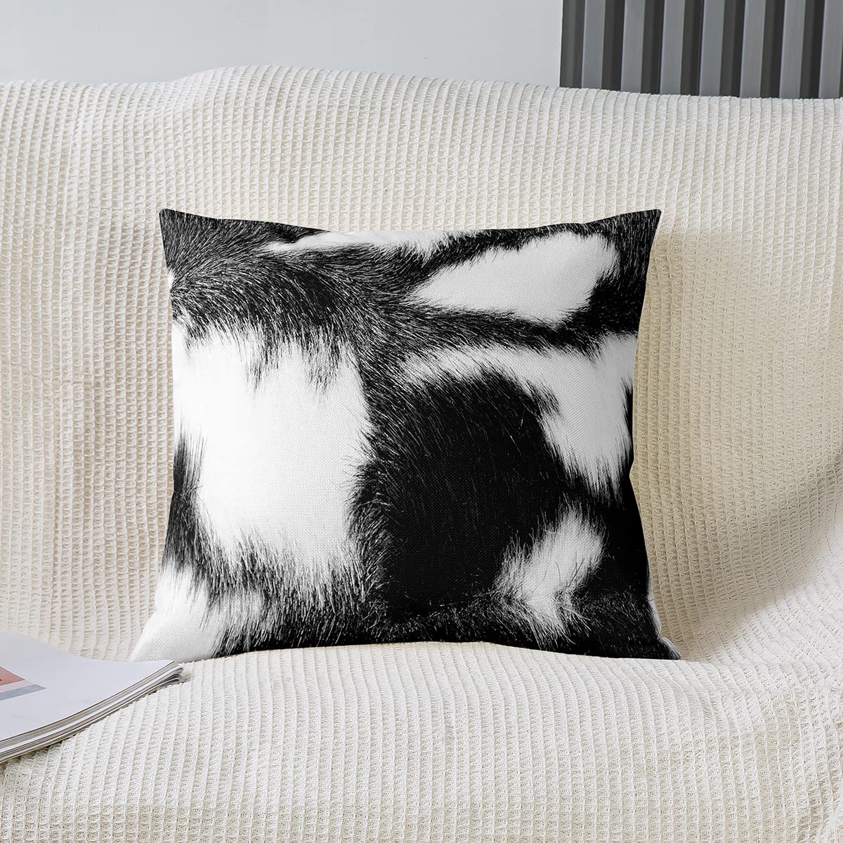 DII Set 4 Federe Cuscino 45x45 Cm – Motivo Mucca Mercato Contadino, 100% Cotone