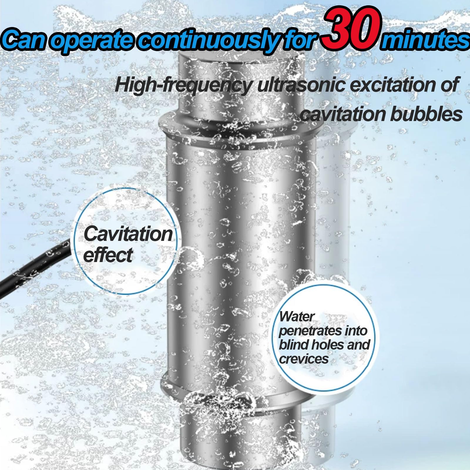Mini Máquina De Limpieza Ultrasónica Sumergible, Limpiador Ultrasónico Portátil para El Hogar con Sonda De Aleación De Aluminio, Frecuencia De 40 Khz, Temporizador De 5 Minutos, para Frutas,