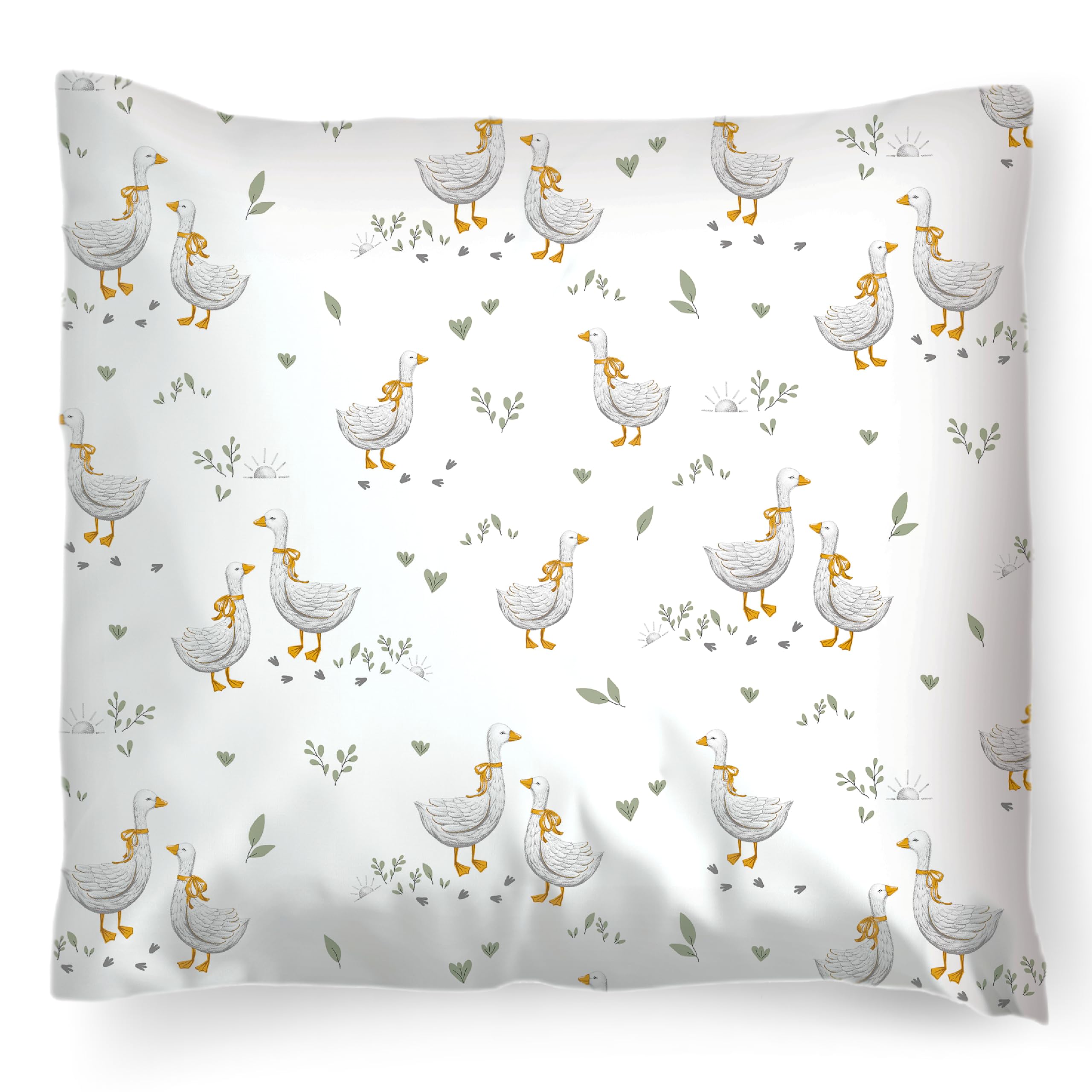 PinkZebra Kopfkissenbezug Kinder, Kissenbezug 40 x 40 cm aus 100% Baumwolle, Kissenhülle Jungen, Öko-tex Standard 100, Kinderbezüge mit Reißverschluss, Gänschen