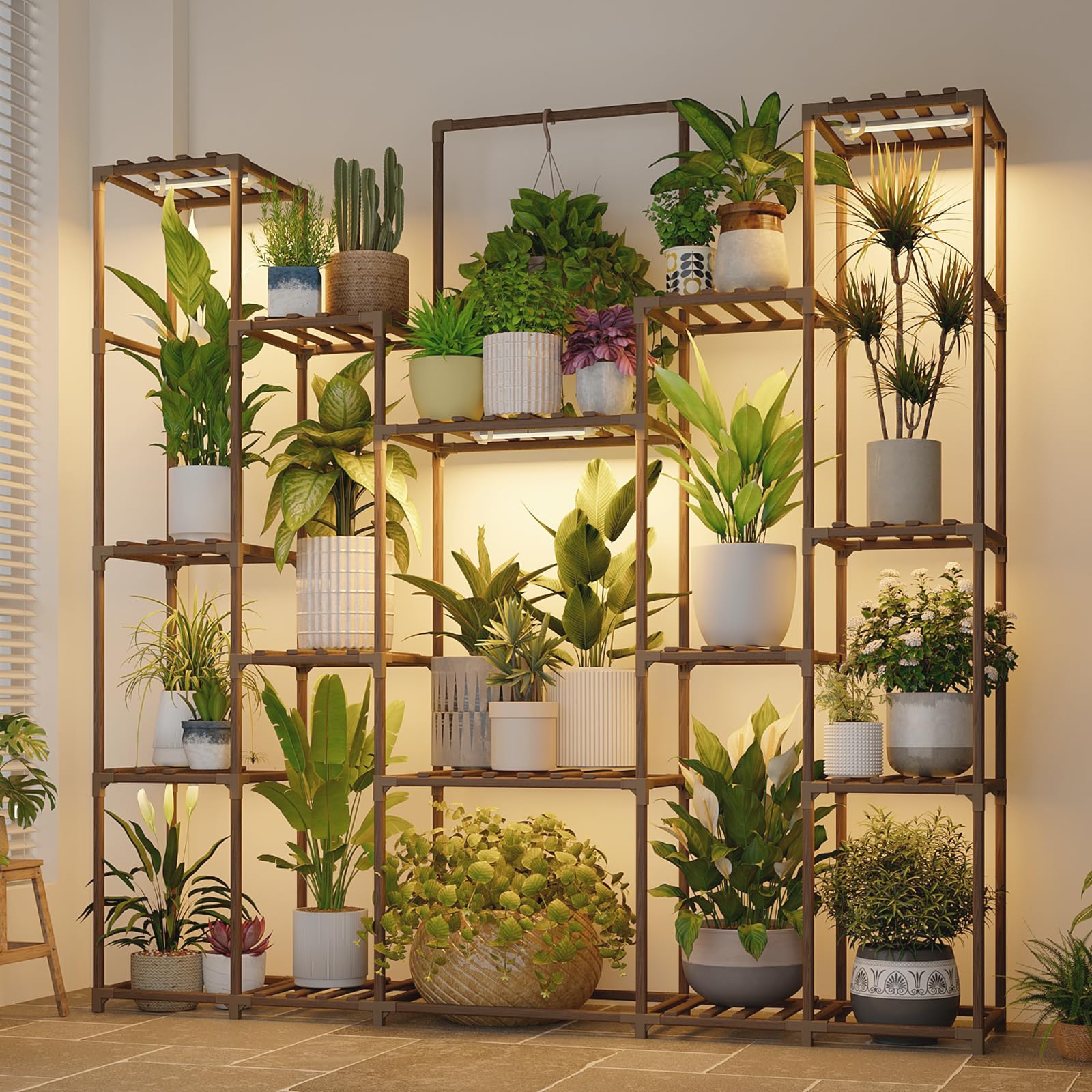 Bamworld Plant Stand with Grow Lights Large Plant Shelf Indoor Hanging Plants 17 tiers Large Plant Shelf for Indoor Plants Display Heavy Duty Plant Rack for Living Room Patio Decor โ image 1