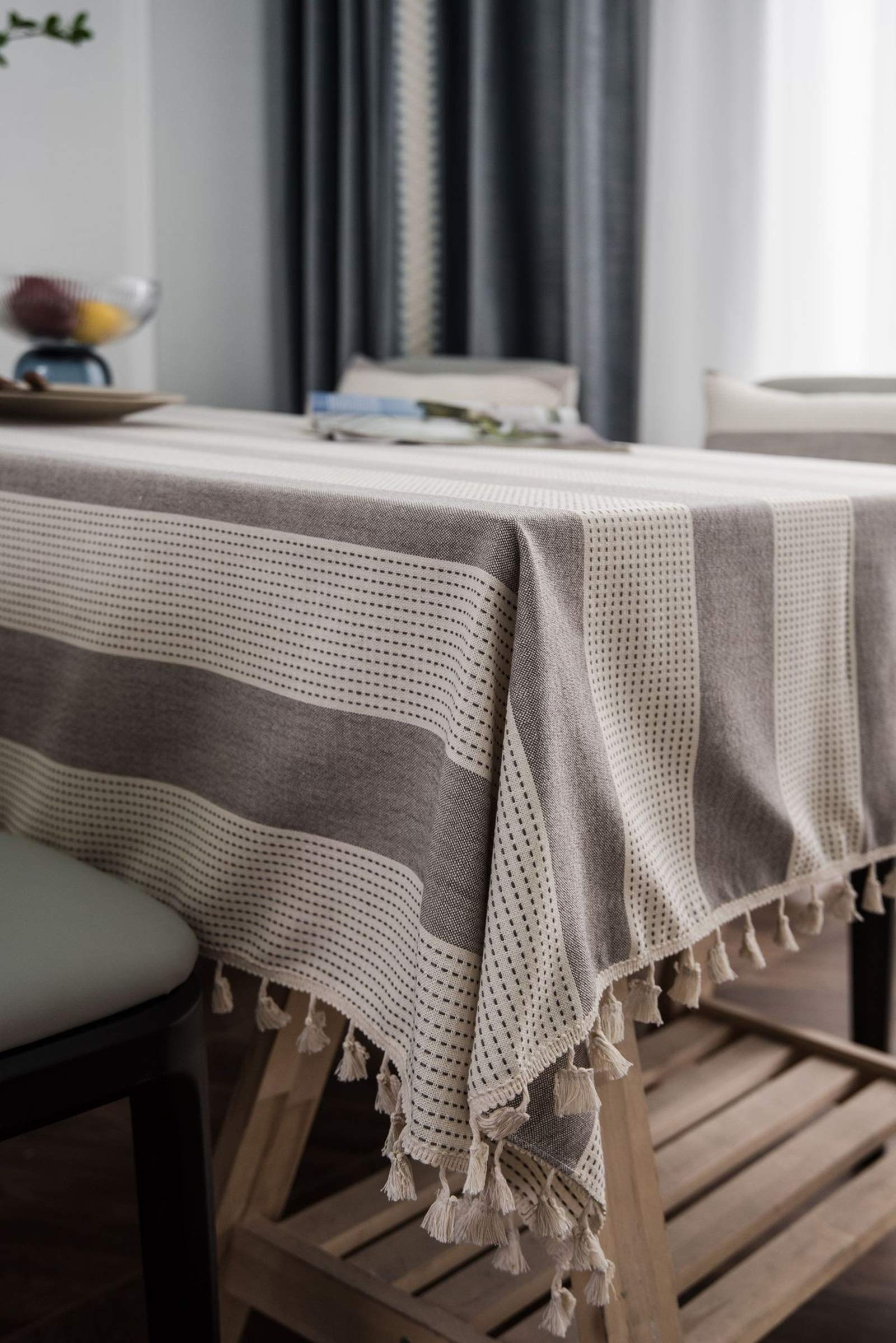 Daesar Tovaglia da Cucina Lavabile 250x140cm(98x55 inch) Tovaglia Rettangolare Fantasia Strisciasemplice Tovaglia Cucina Cotone caffè