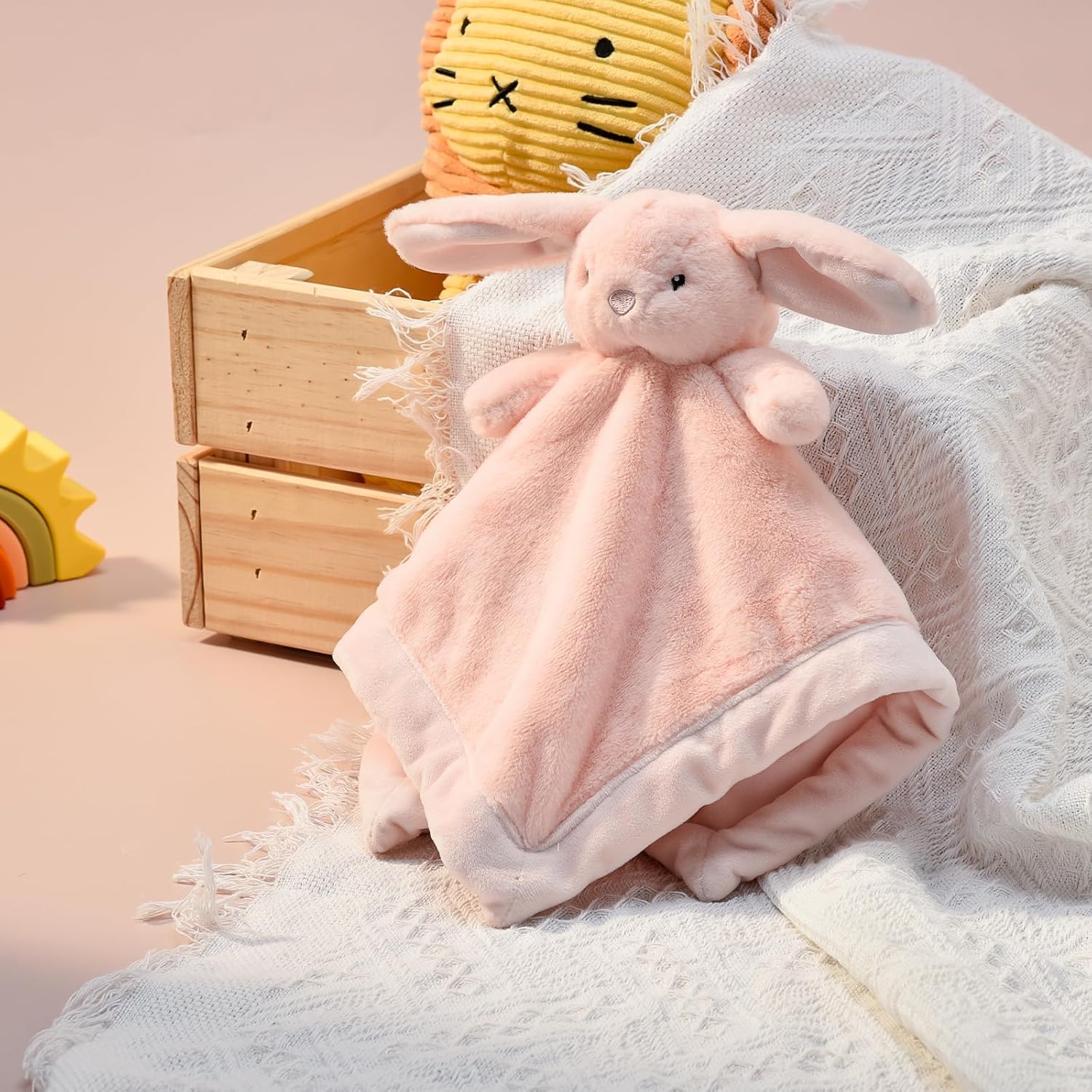 Loveys for Babies,Soft Bunny Security Blanket for Newborn Boys and Girls,Toddler Snuggle Toy Stuffed Animal,Baby Lovey, Baby Girl Gifts,Age 0+ - Image 7