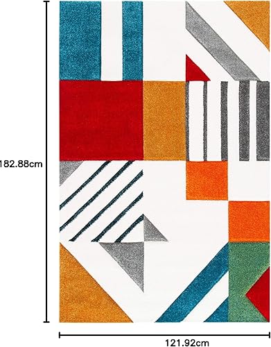 Vista 104 de SAFAVIEH Alfombra de área de 8 x 10 pies – Colección Hollywood – Grande – Marfil y azul pavo real, diseño moderno de mediados de siglo, no desprende