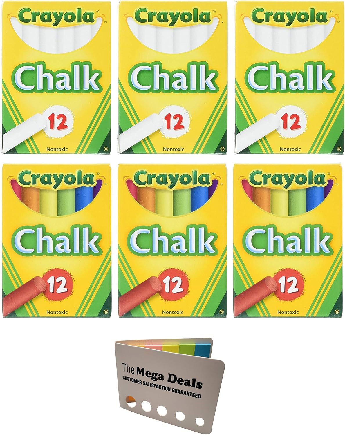 Crayola NonToxic White Chalk(12 ct Box) and Colored 12 Count (Pack of