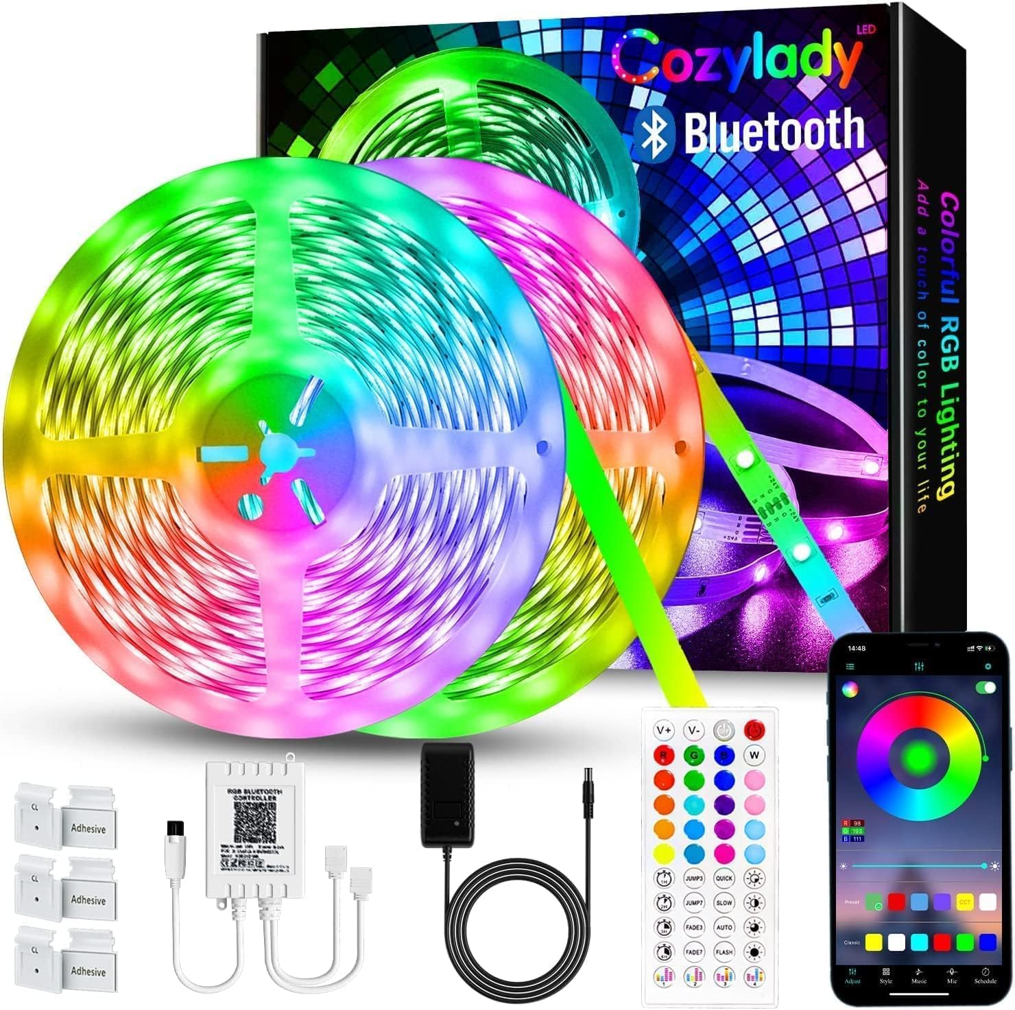Cozylady Bluetooth LED Neon Rope Lights, Waterproof RGB Neon Strip Lights, Music Sync, Remote/APP Control, Flexible LED Neon Lights for Bedroom Room IP67 Outdoor Indoor Decor