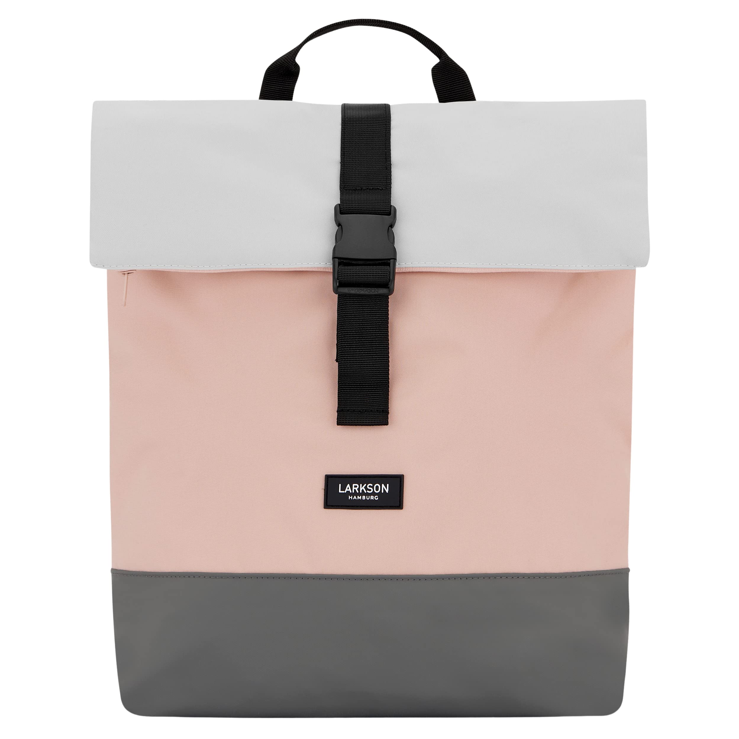 LARKSONWomen's Backpack – Tammo – Bag for PC Portal, Work, University and Travel – Lightweight Rolltop – Waterproof, Gray Roses, One size