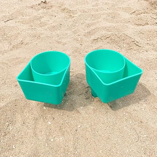 Miniatura 4 de Home Queen Portavasos de playa con bolsillo, soporte multifuncional para bebidas y lentes de sol, accesorio de playa, posavasos de arena, paquete de