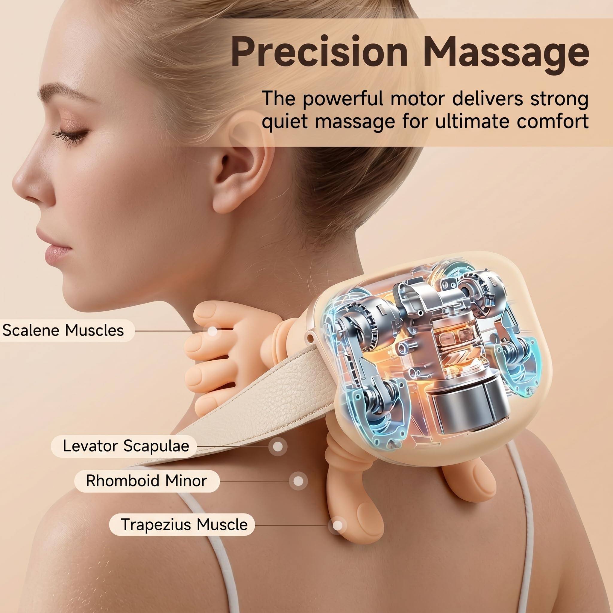 Masajeador De Cuello 4D Inalambrico, Masajeador Cervical Con Calor 2 Niveles, Recargable USB-C para Casa, Oficina y Viajes, Regalo para Mujeres, Hombres mamá y Papá