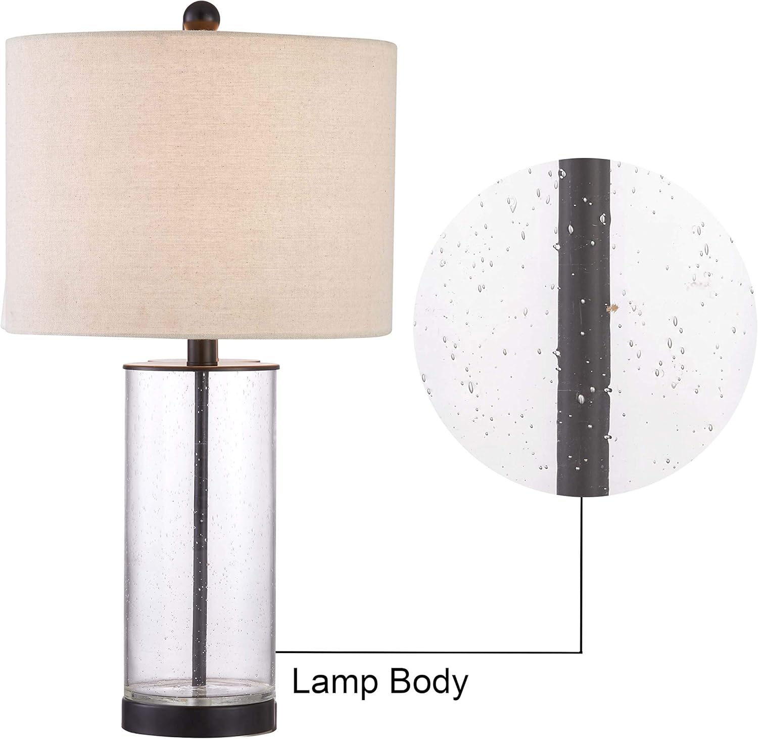 Flаѕh Sаlе Maxax Table Lamps Set of 2, 3-Way Dimmable Glass Nightstand Lamp with Oatmeal Fabric Shade for Living Room Bedroom - 23.75 Inches