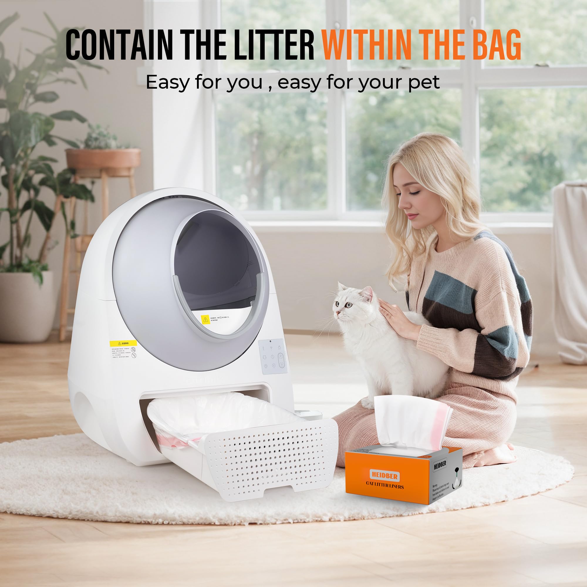 Bolsas de arena para gatos con cordón, paquete de 100 bolsas de arena para robot 3 y 4 Cleanpethome/PETKIT PuraX PuraMax Catlink - Bolsa de arena para gatos autolimpiable resistente