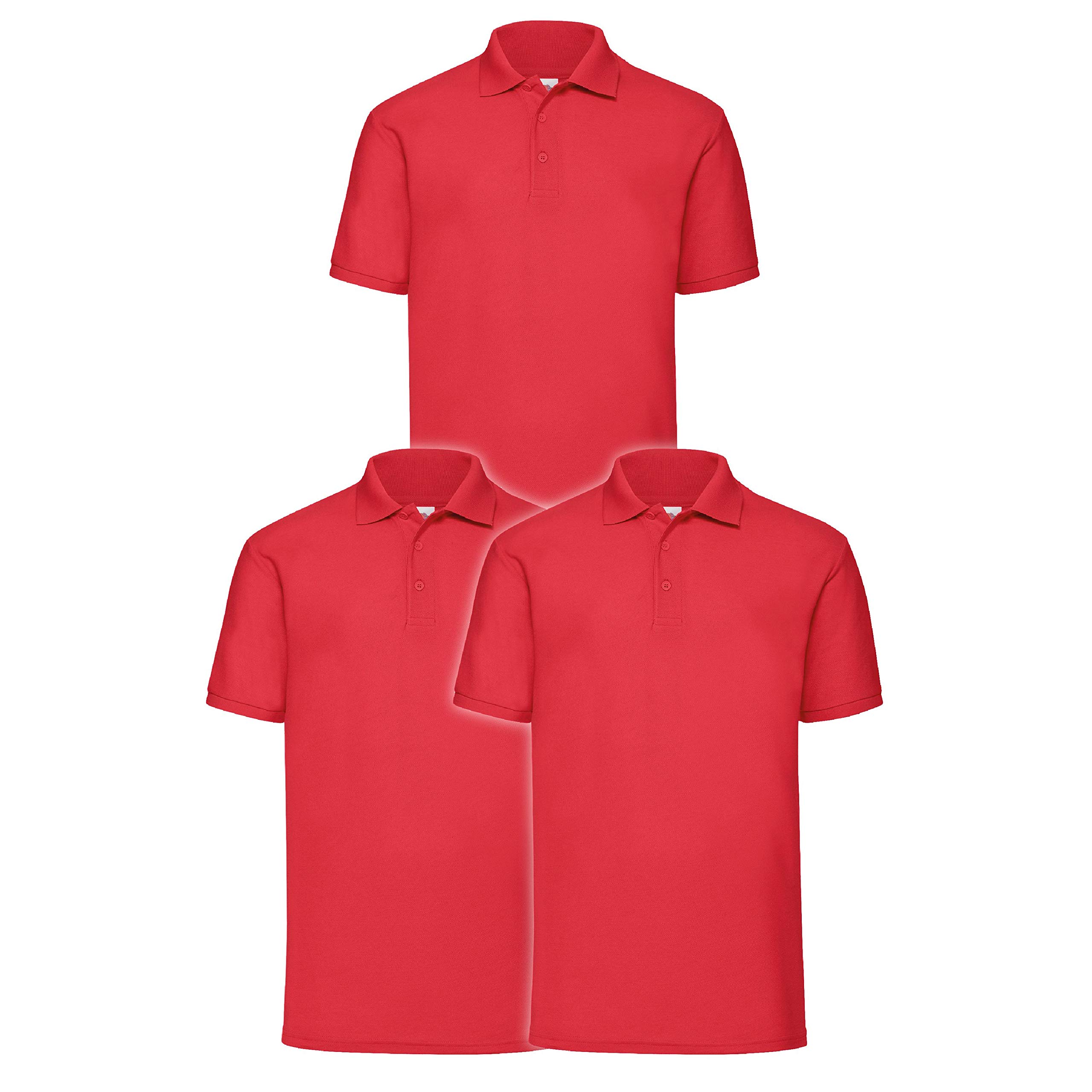 Fruit of the Loom Men’s Polo Shirt, Pack of 3 - Red - XXX-Large