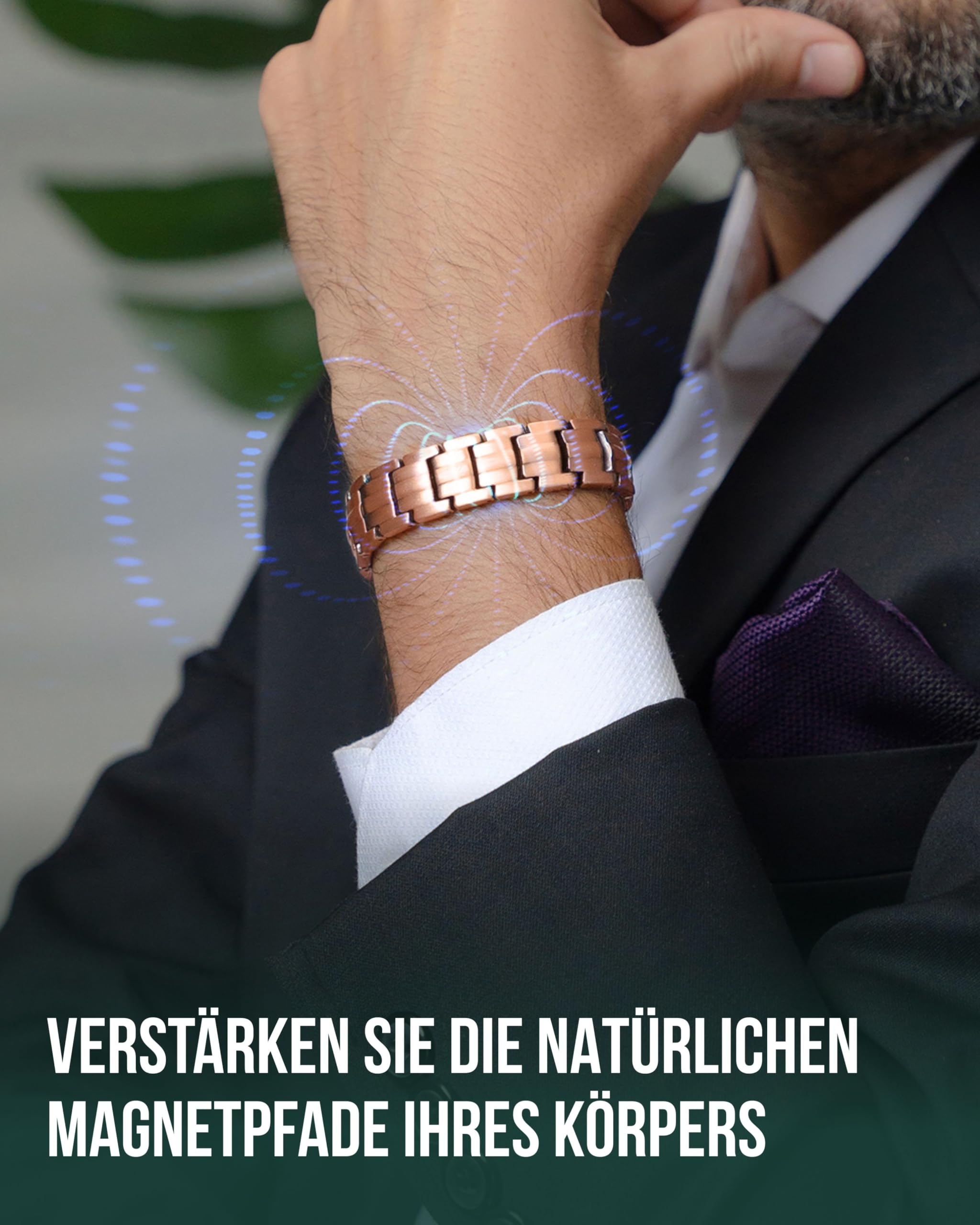 MagnetRX EllipseMAX Magnetisches Kupferarmband für Herren 5.000 Gauss Verstellbares Magnetarmband