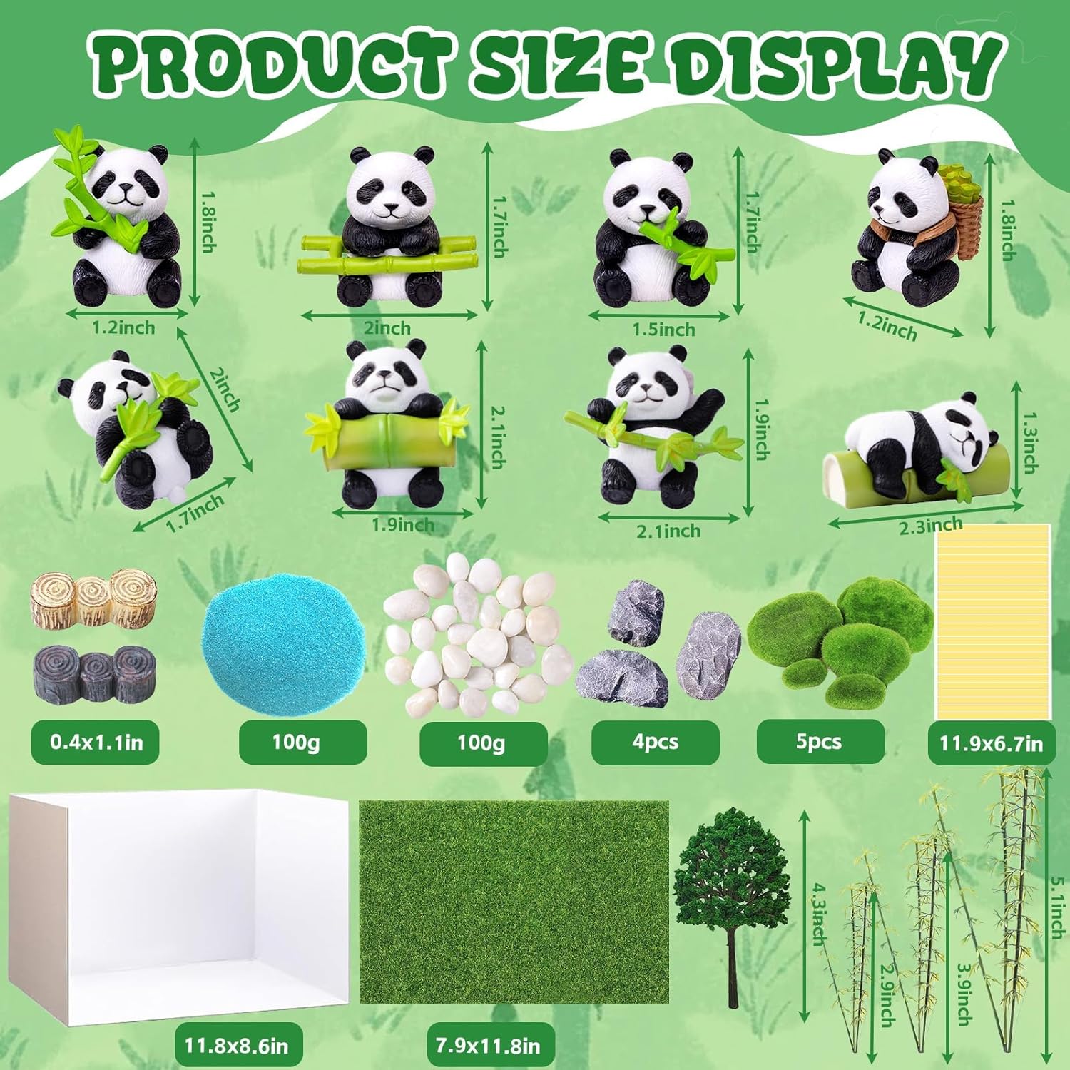 Exasinine Panda Figurines Set Cardboard Diorama Kit Diorama Project Supplies Display for DIY School Projects Birthday Gifts Decorations