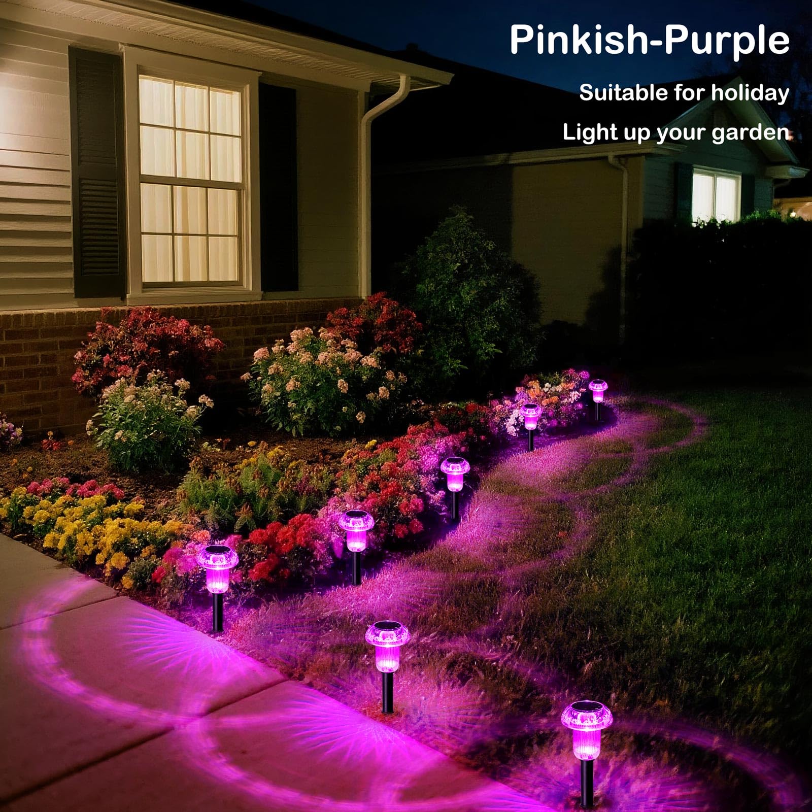 Lampes Solaires De Jardin Champignons Rose Et Violet : Lot De 4 Balises LED Pour Allée, Terrasse Ou Pelouse