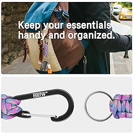 EOTW Carabiner Keychain, Small Carabiner Clip with Paracord Keychain Mini Aluminum D Ring Key Organizer