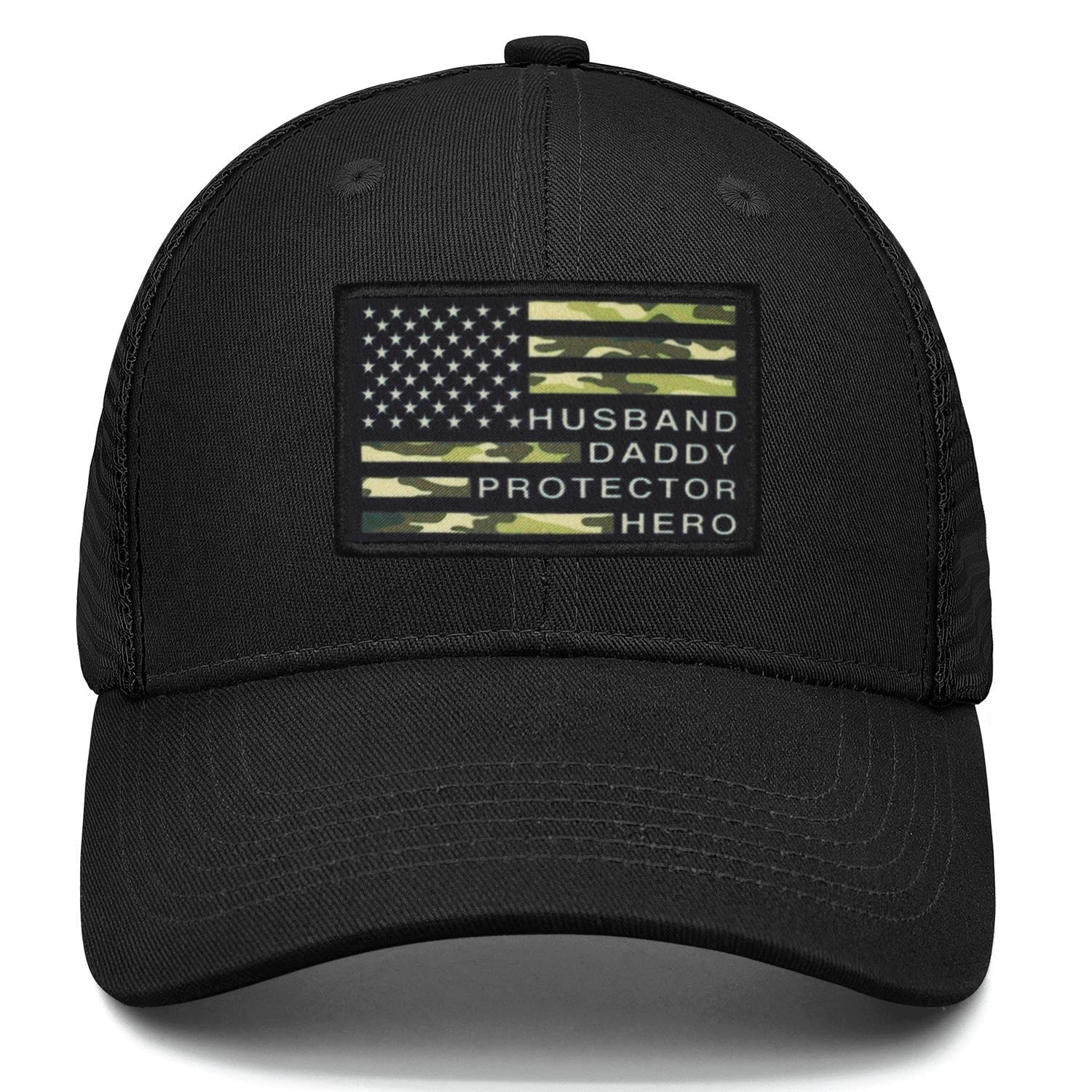 Bhgytec American Flag Camo Baseball Cap - Best Dad Ever - Father's Day, Birthday, Christmas - Men's One Size - Husbanddaddy - Cotton - Machine Wash