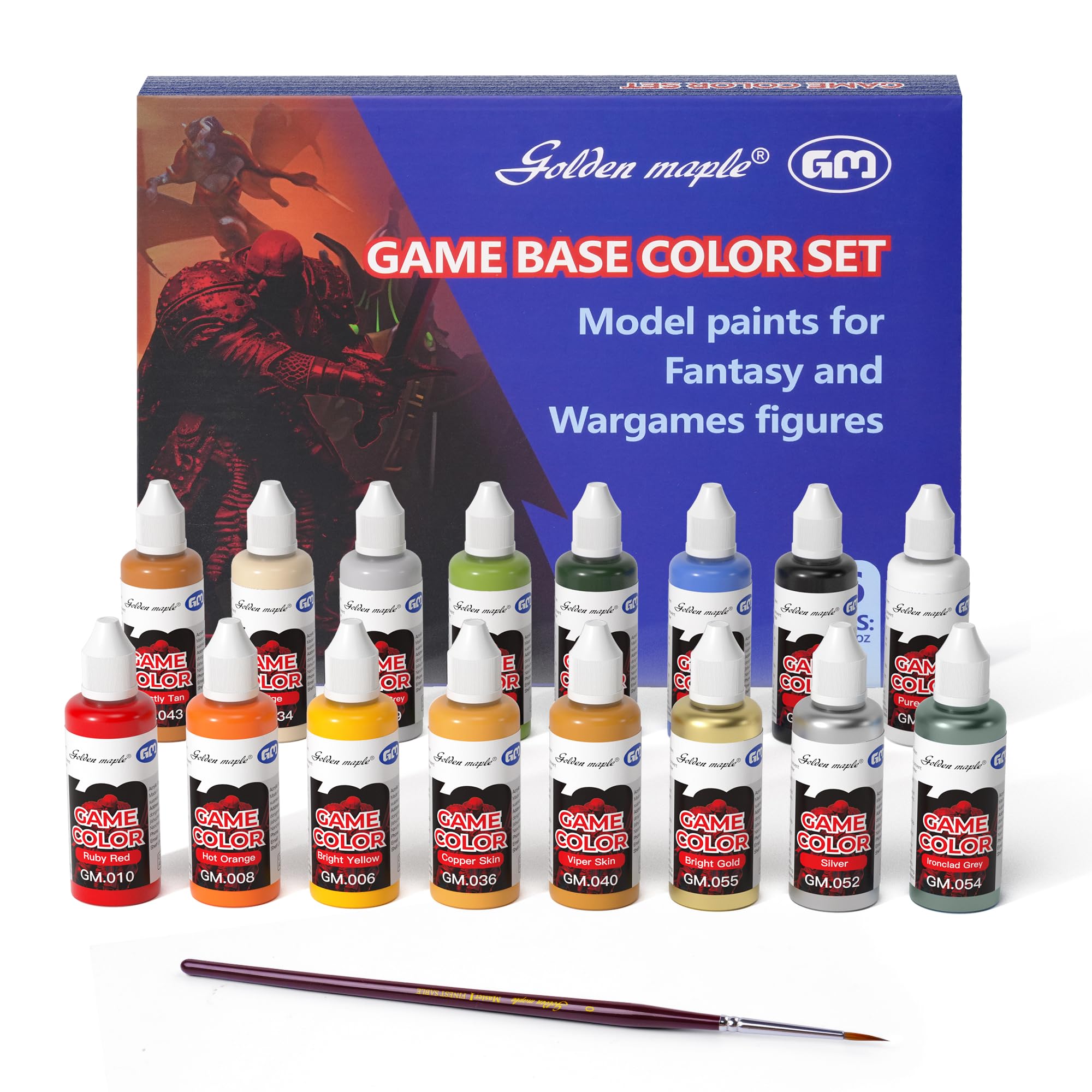 golden maple Game Color Lot de 16 pinceaux de peinture acrylique pour figurines 20 ml