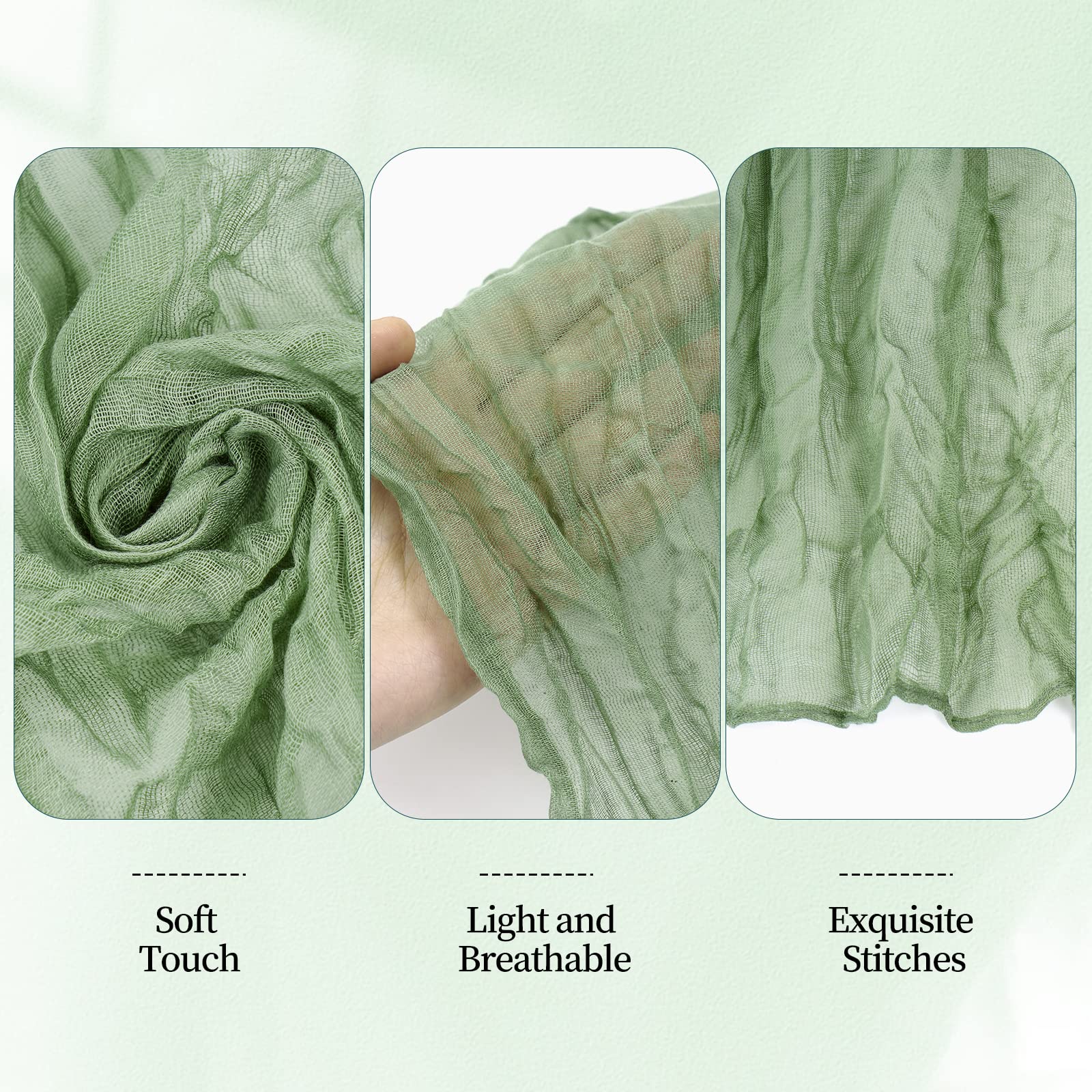 60 Pack Gauze Cheesecloth Napkins 20 x 20 inch Wrinkled Dinner Napkins Rustic Boho Table Napkins Soft Smooth Fabric Decorative Cloth Napkins for Wedding Event Party Decorations Supplies(Sage Green)