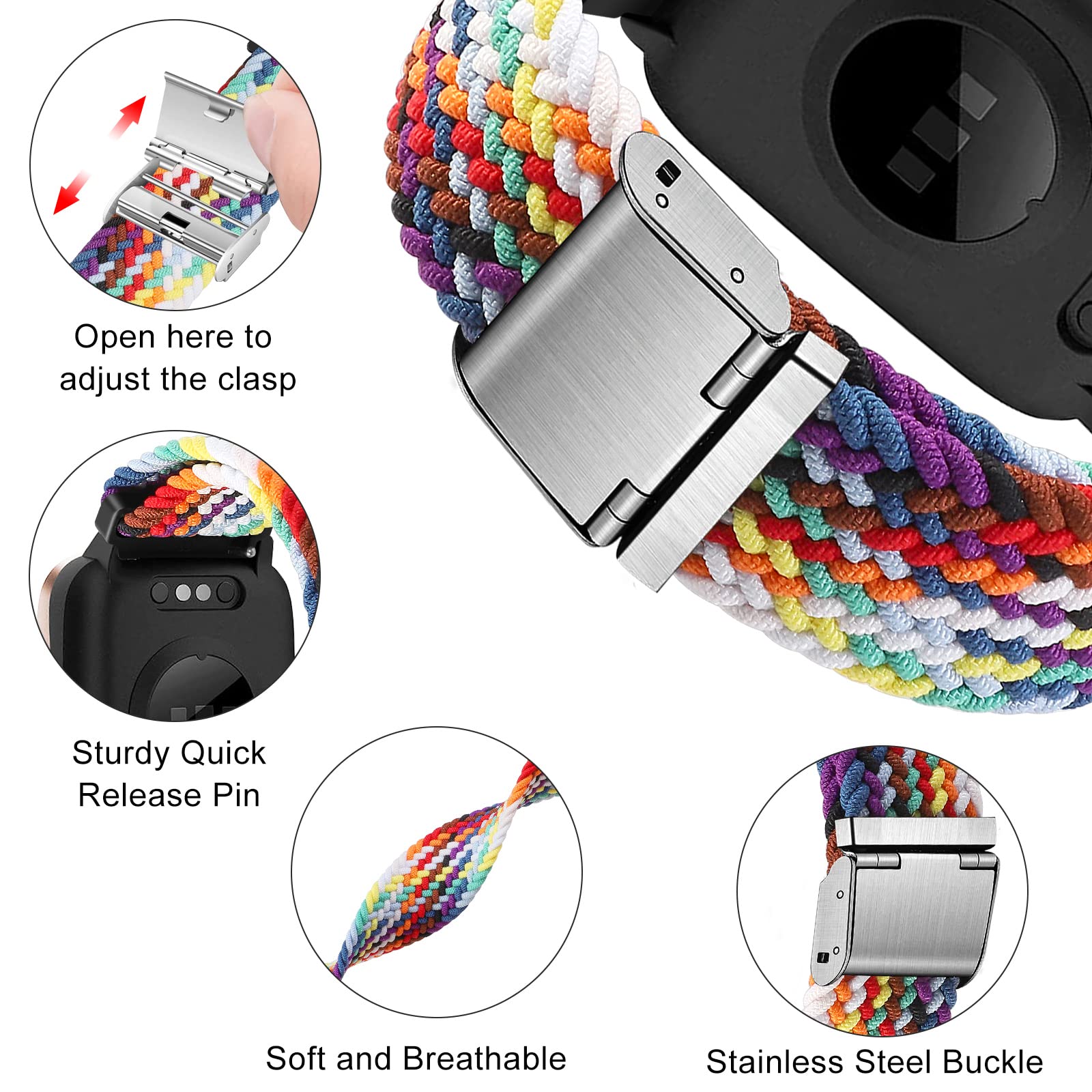 Cinturino per Amazfit Active, 20mm Sport Nylon Ricambio Elastica Cinturini per Amazfit GTS, GTS 4 Mini, GTS 4, GTS 3, GTS 2, GTS 2 Mini, GTR Mini, Amazfit Bip, Bip U, Bip U Pro, Bip 3, Bip 3 Pro
