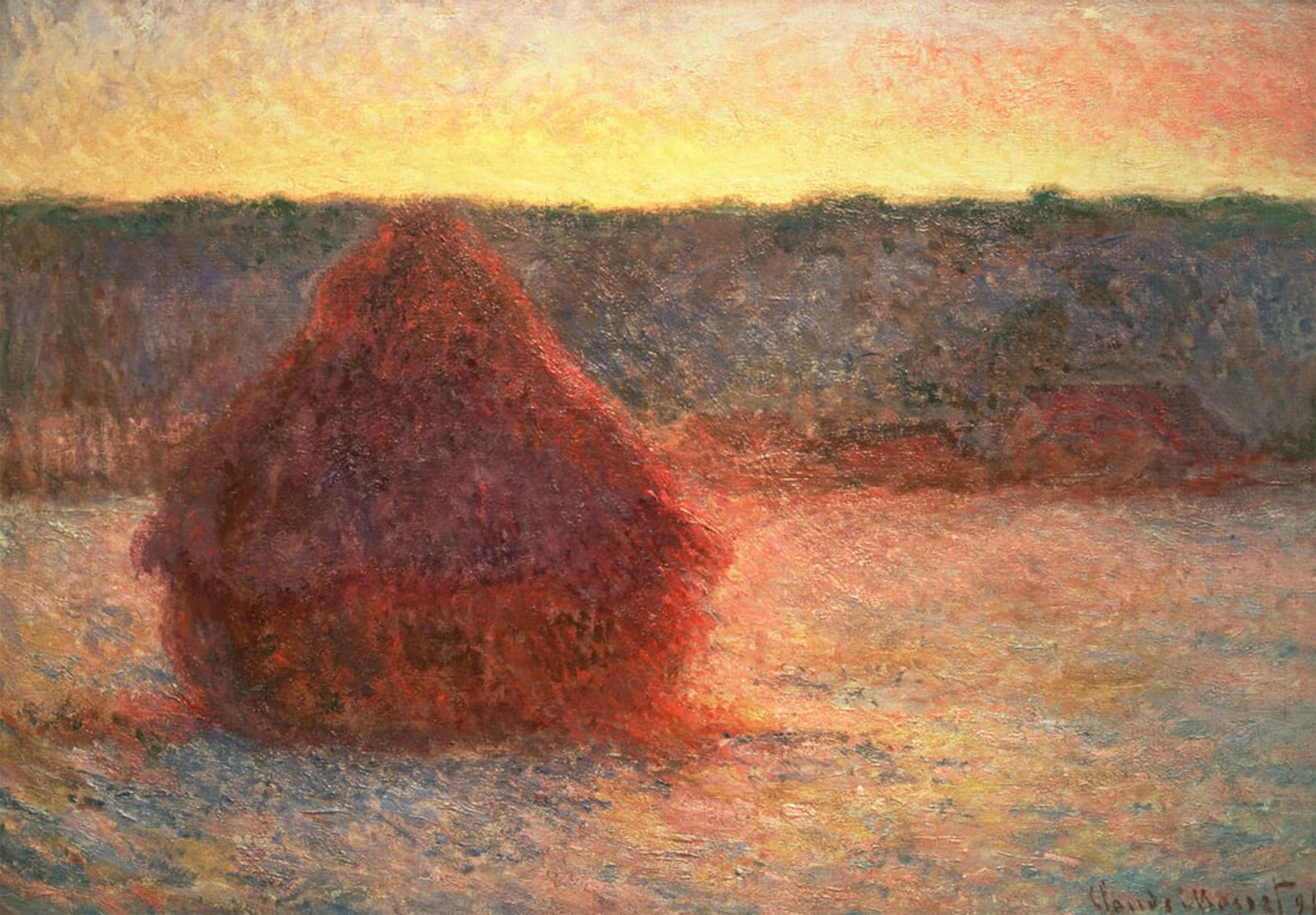 ARTXLXXBN Famous Painting Canvas Artwork Graffiti Print Haystacks At Sunset Frosty Weather by Claude Monet Portrait Canvas Image for Home Decor 60x90cm