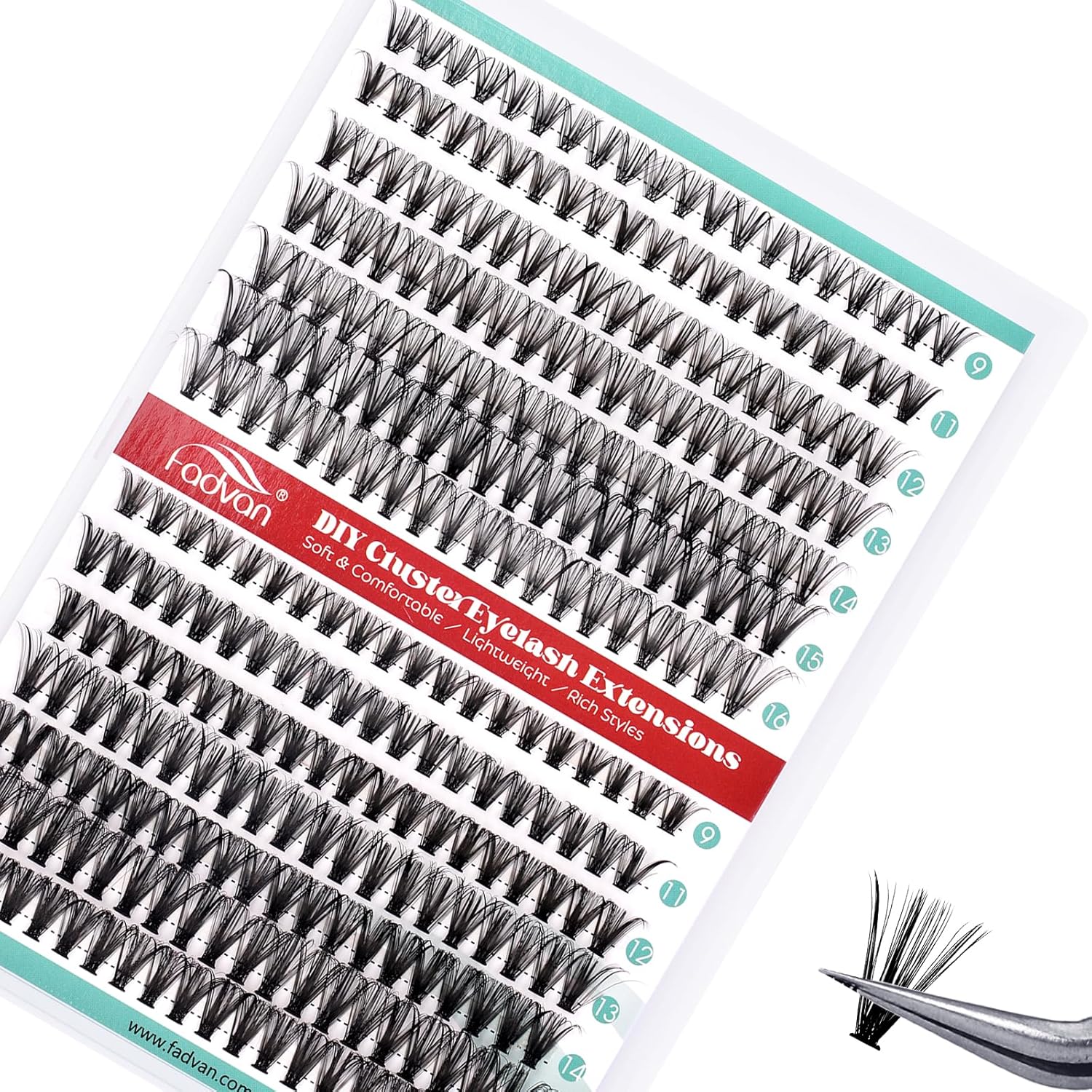 FADVAN Individual Eyelash Cluster False Eyelash Professional 30D+40D 0.07mm C Curl 9-16mm Mixed Natural False Eyelash Extensions Volume Russian Lashes Cluster
