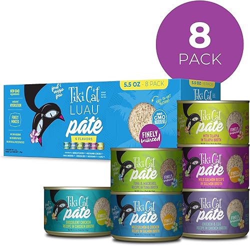 Miniatura 2 de Tiki Cat Luau Pâté - Paquete variado de combinaciones suculentas de proteínas reales, nutrición equilibrada sin granos, alimento húmedo enlatado