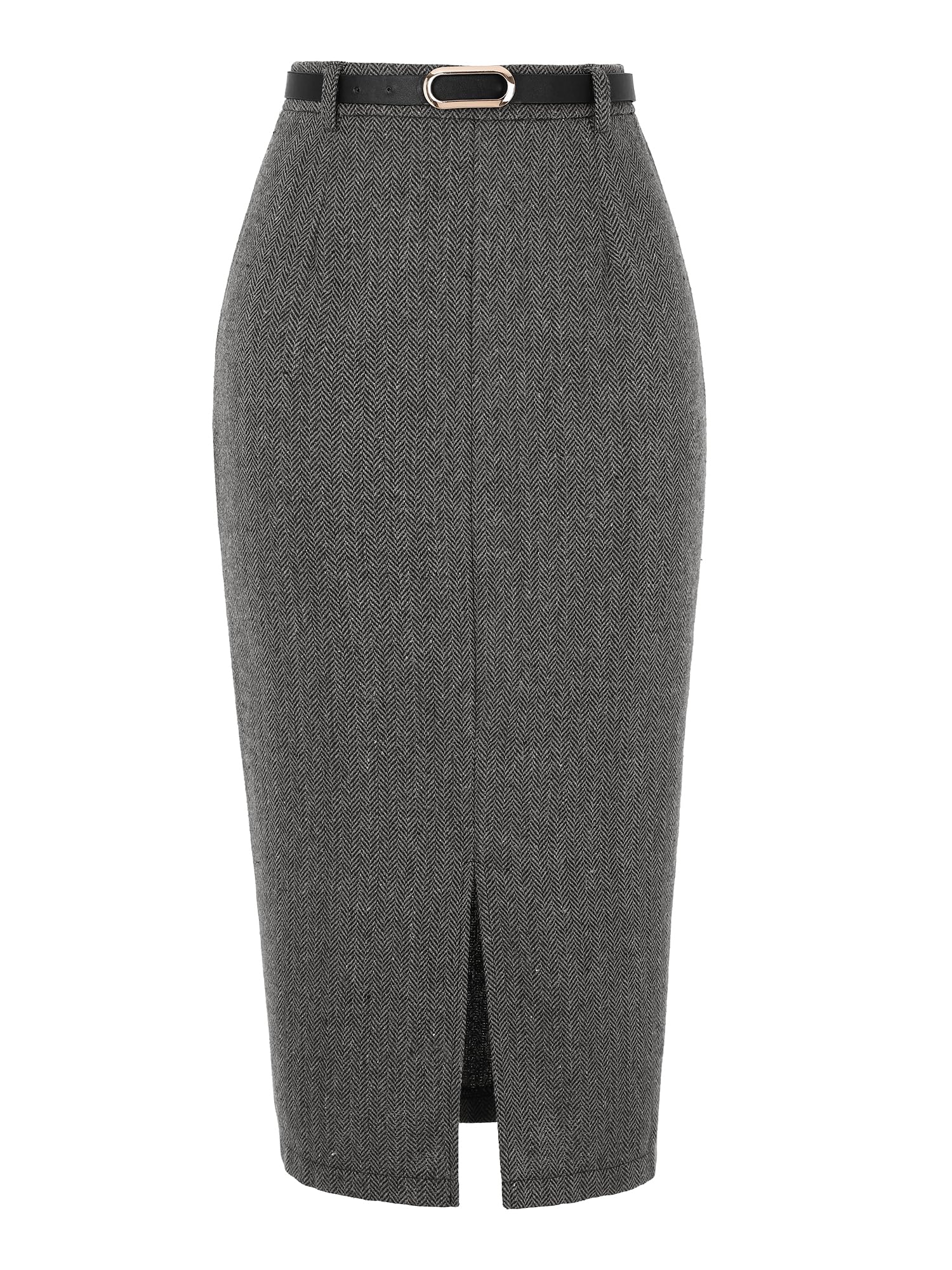 Allegra K Midi-Bleistiftrock für Damen, Herbst, Winter, hohe Taille, Arbeit, Büro, Röcke mit Gürtel