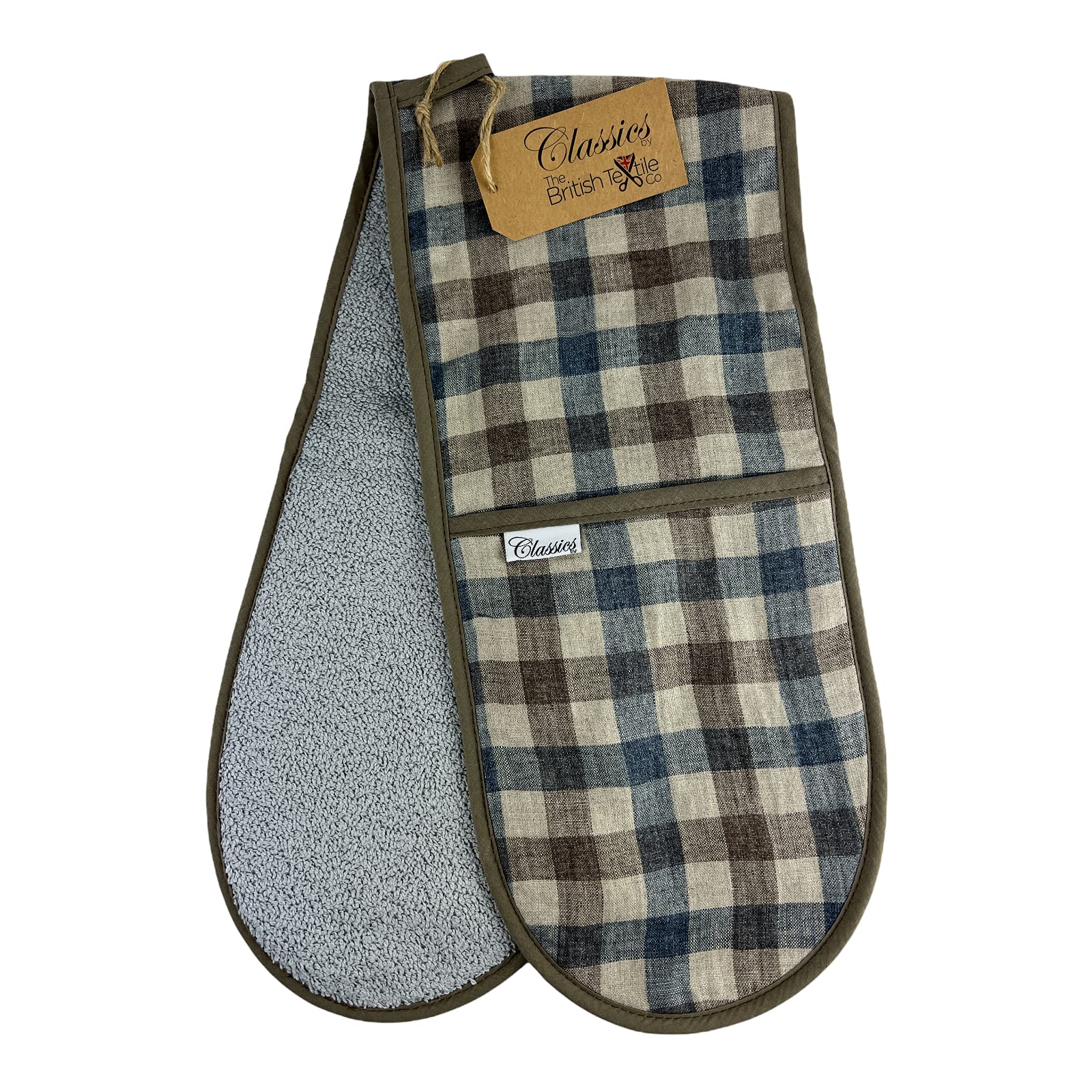 Gants de cuisine double - Motif à carreaux Wentworth - 100 % lin