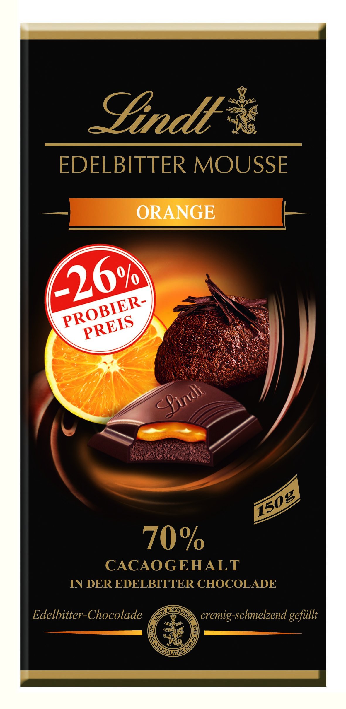 Lindt & Sprüngli Gorzki Mousse pomarańczowy, 13 szt. (13 x 150 g)