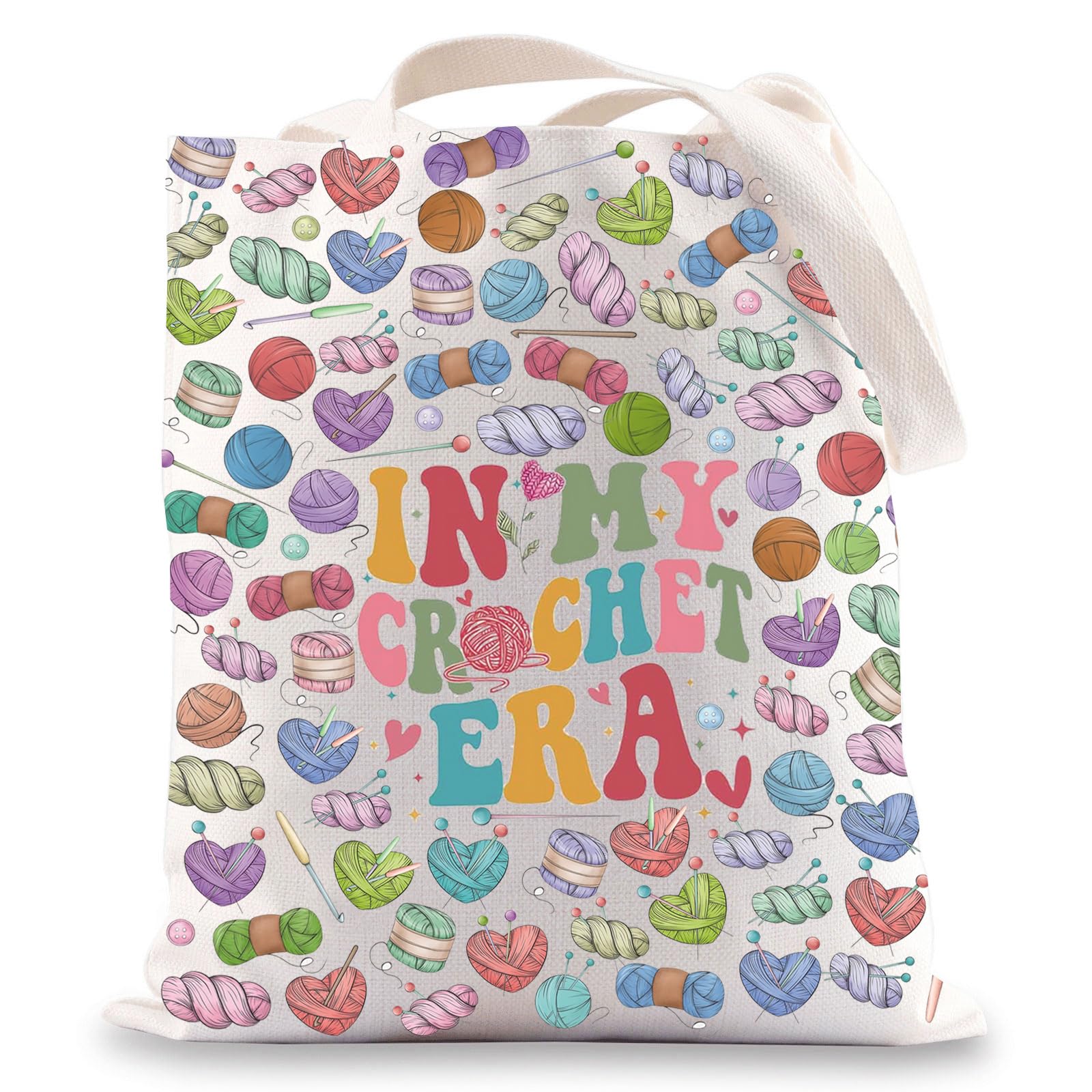 BWWKTOP Crochet Tote Bag - Crochet Lover Gift 'In My Crochet Era' Canvas Shoulder Bag for Knitting (CROCHET ERA)