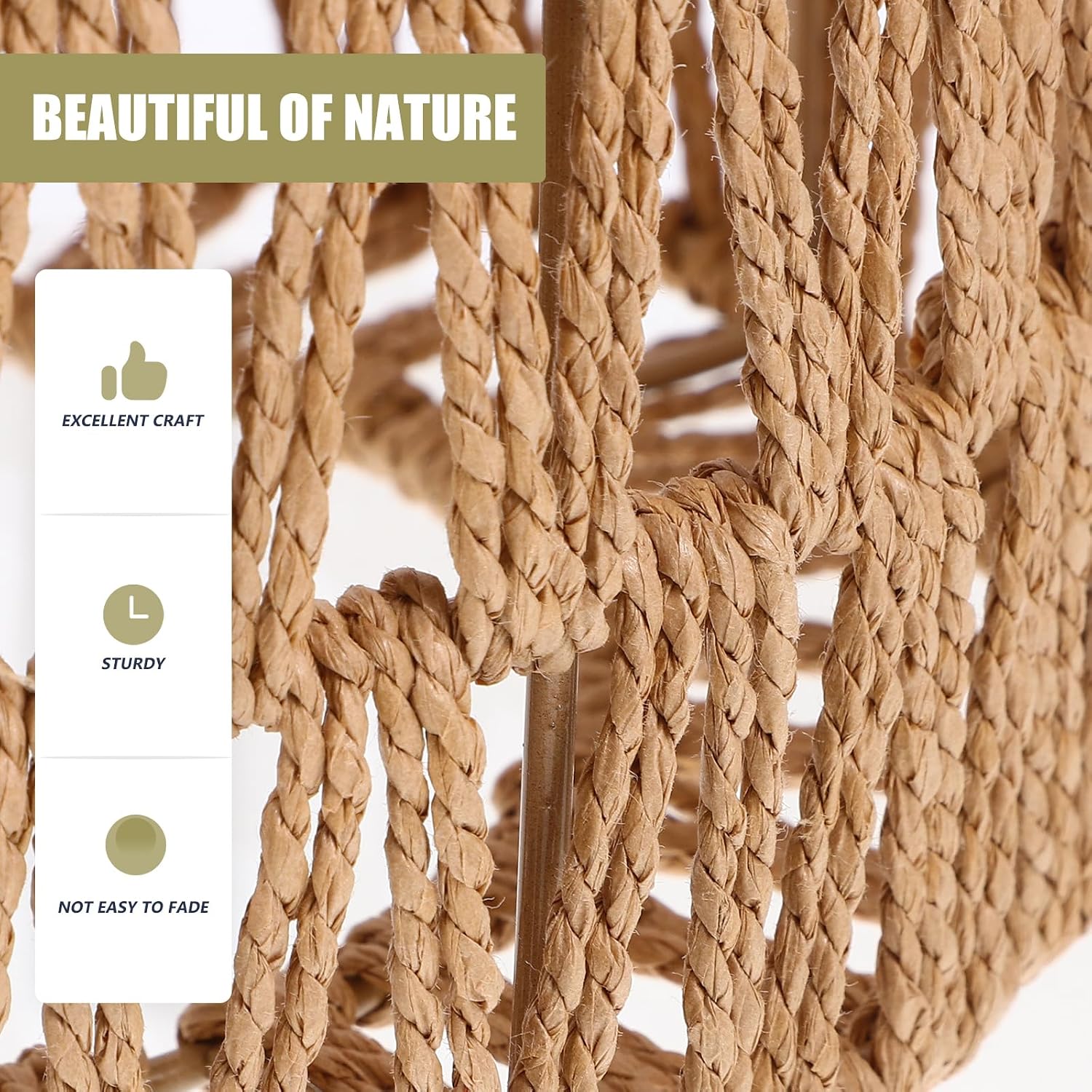 Luxshiny Straw Rope Lampshade Small 8.66 Inch Woven Rustic Ceiling Lamp Shade Replacement Cover for Pendant Lights Indoor Light Cover