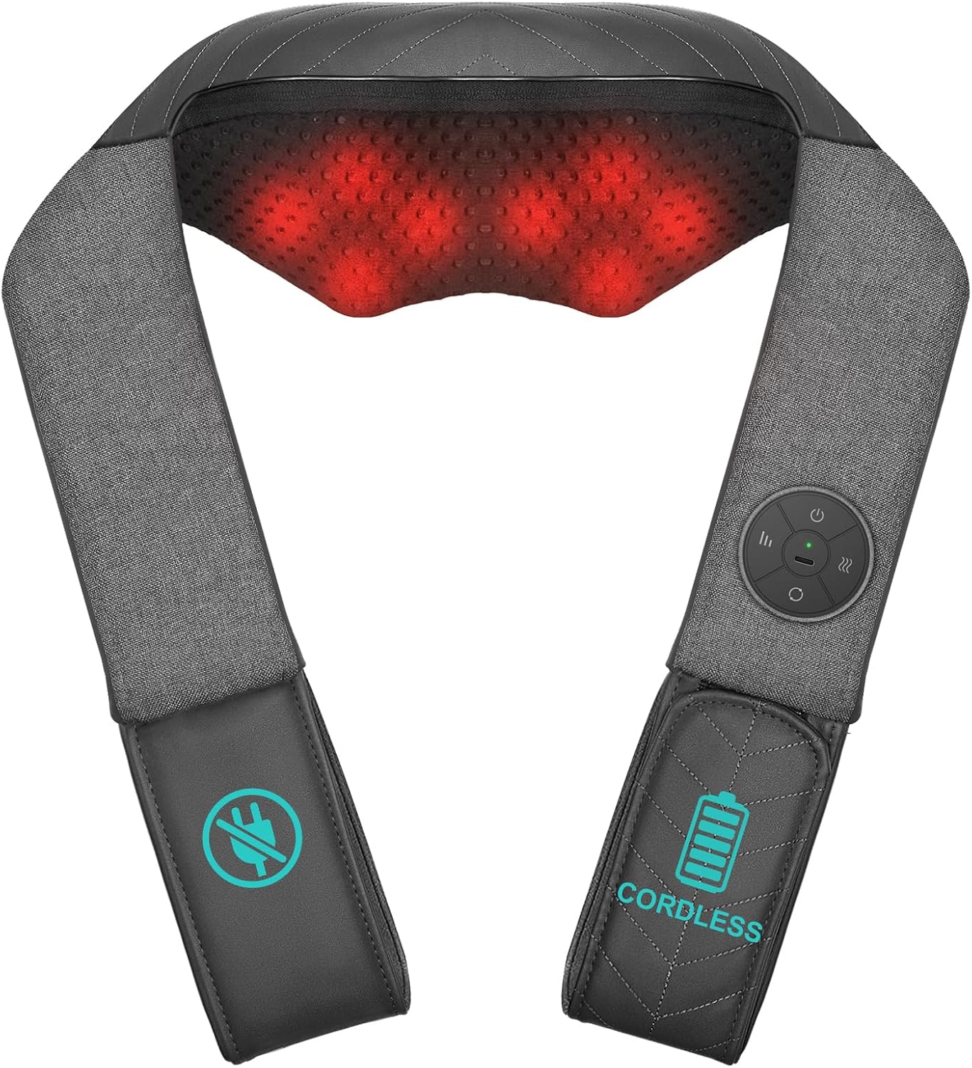 Nekteck Cordless Neck and Back Massager for Pain Relief Deep Tissue, Shiatsu Neck Massager with Heat, Portable Massage Pillow for Shoulder, Leg, Body Muscle, Home, Office, Car, for Men Women