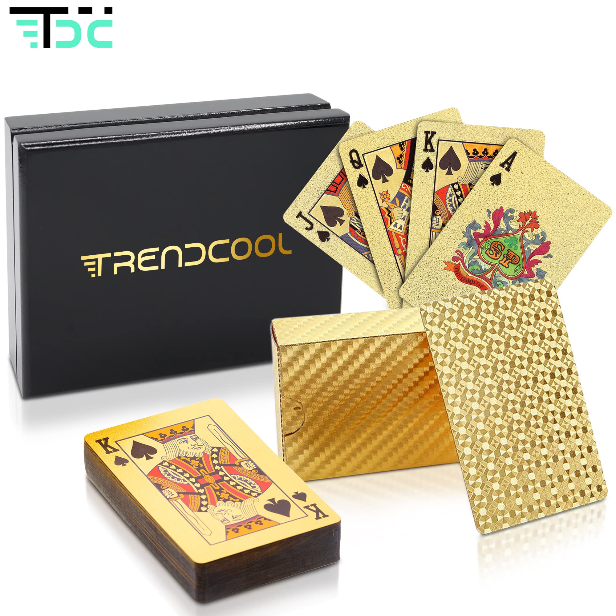 2 Mazzi Di Carte Da Poker In Plastica PVC - 1 Rosso + 1 Oro - Impermeabili - 63x88mm - 6