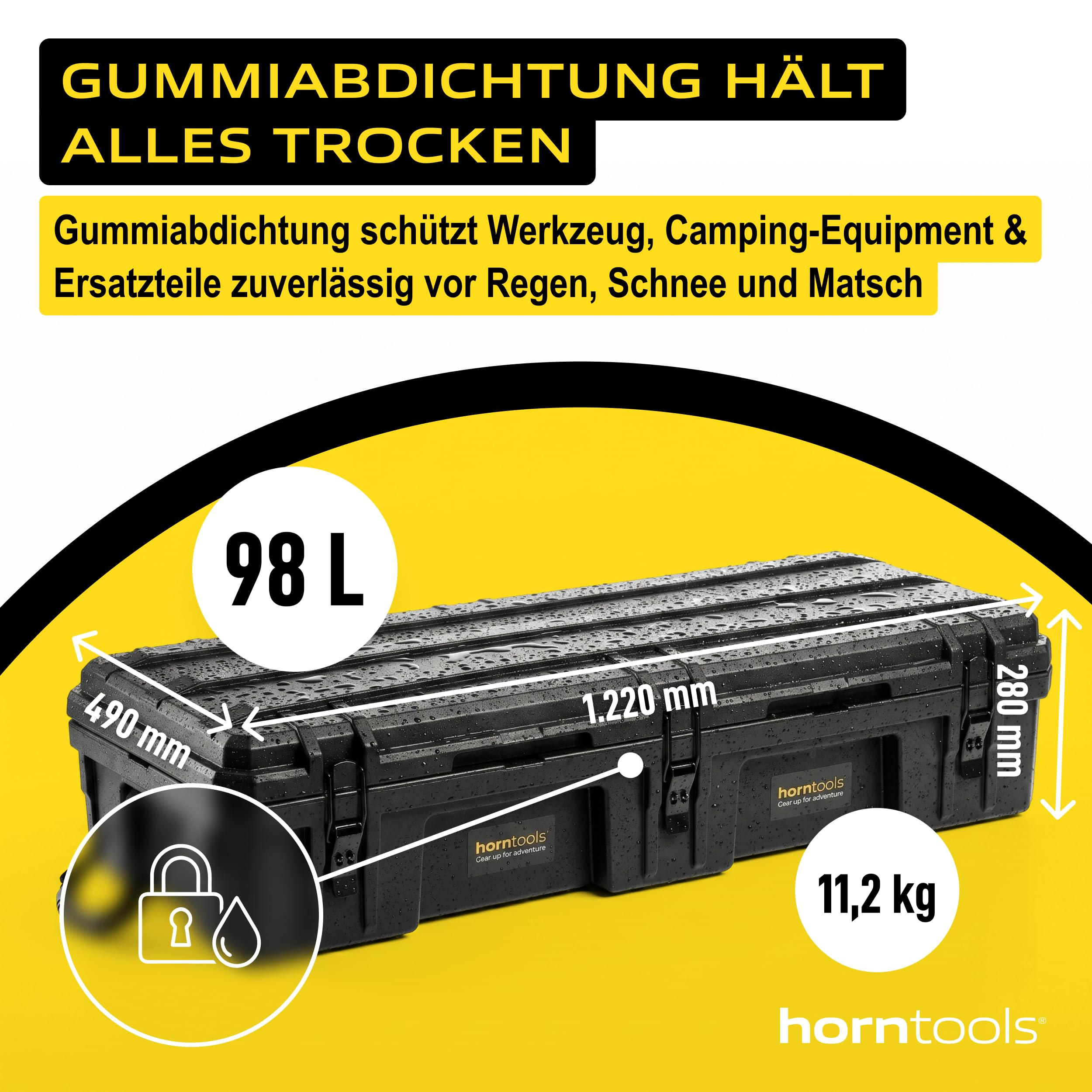 horntools Offroad Dachbox Auto - 98 L, Wasserdicht - Overlanding & Camping