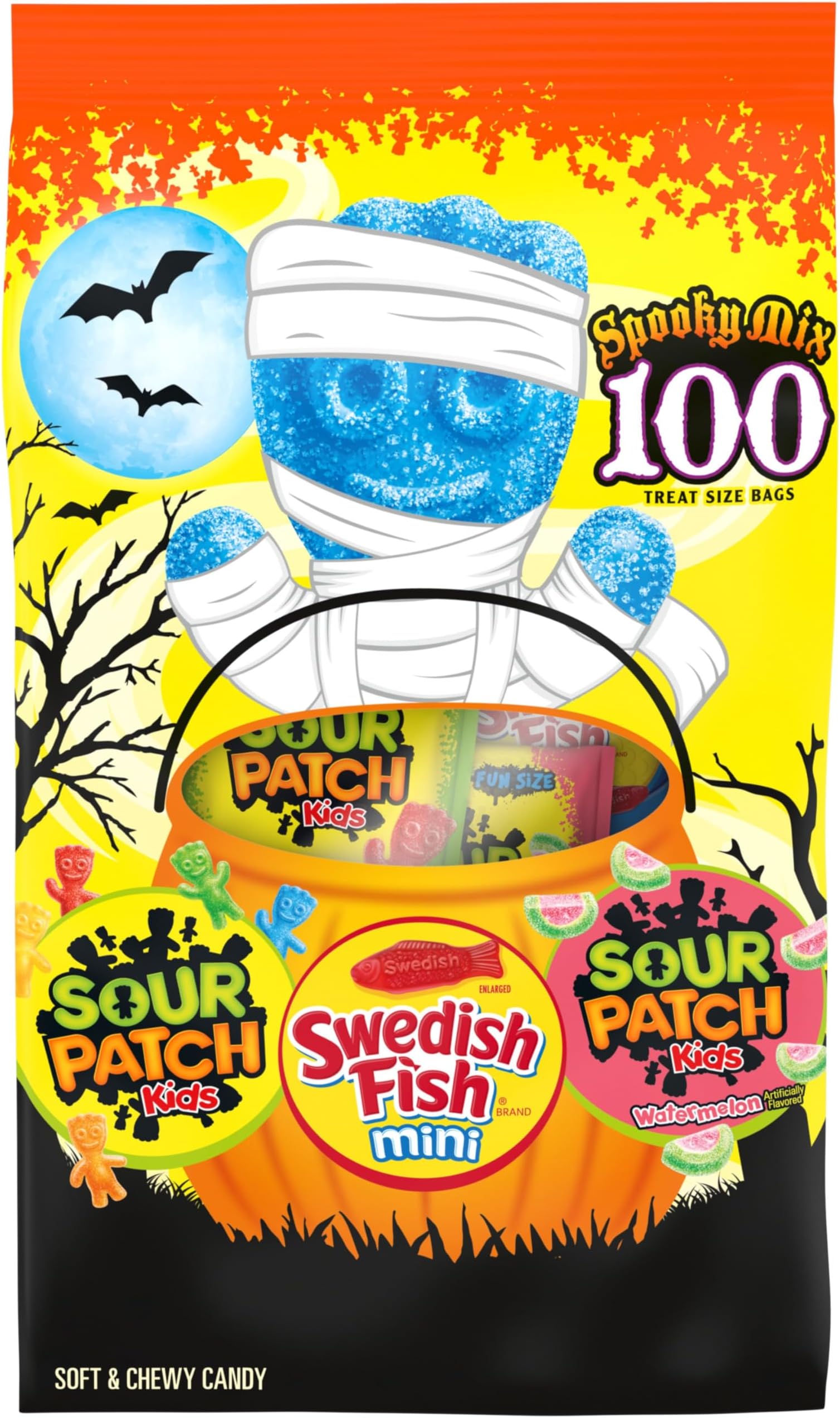& SWEDISH FISH Mini Halloween Candy Variety Pack, Bulk Candy, 100 Trick or Treat Bags
