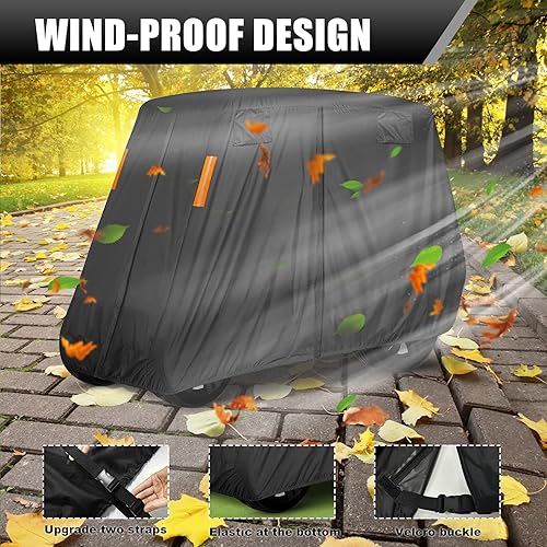 Miniatura 5 de Funda para carrito de golf 600D resistente de 6 plazas para 6 pasajeros, cubierta de carrito de golf para 4 pasajeros, techo extendido para 4