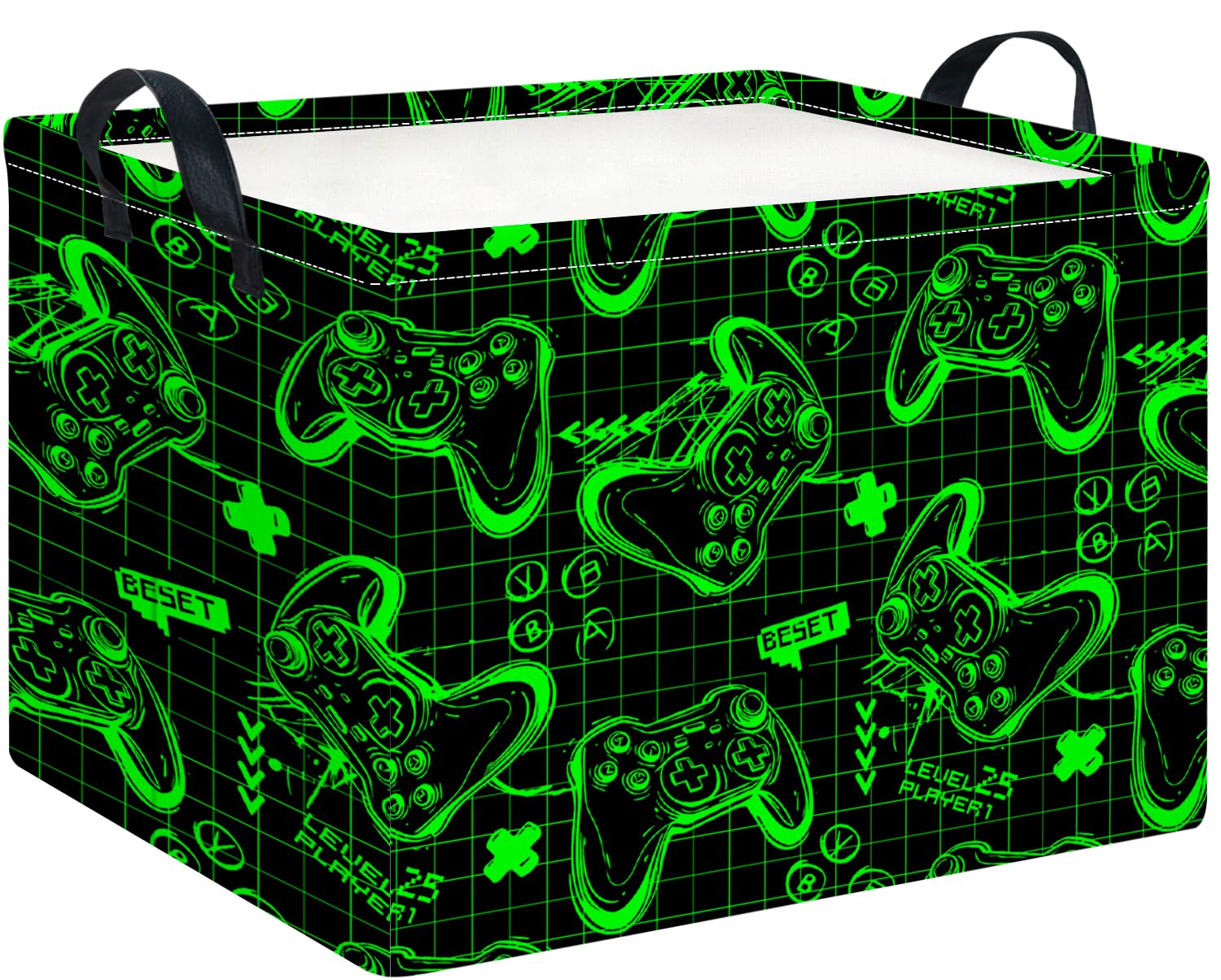 CLOCOR Rectangular Storage Basket Empty,Gift Basket,Waterproof Storage Bin,Room Decor(Fluorescent Green Game)