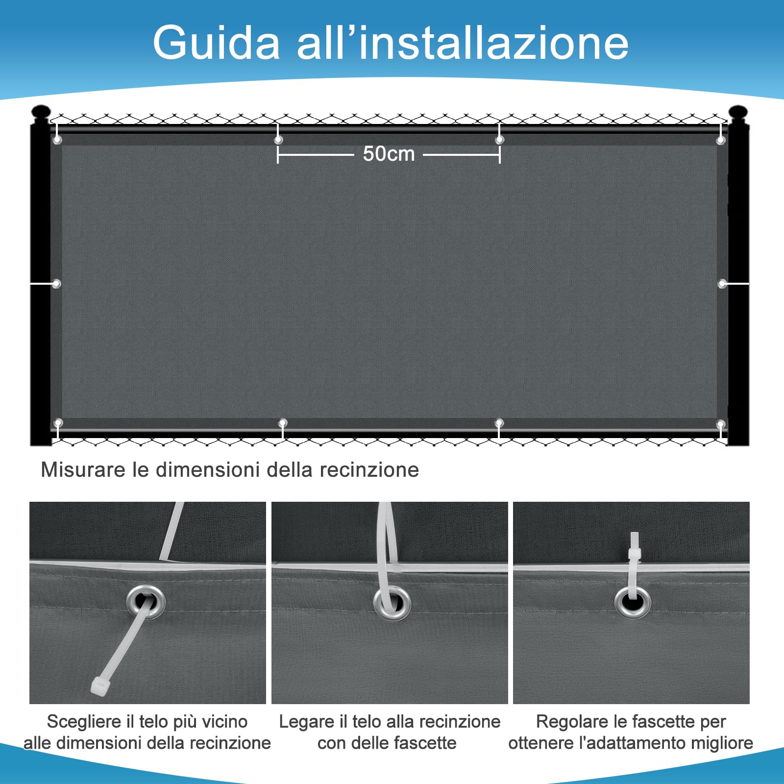 SUNNY GUARD Frangivisto Balcone 85x600cm Protezione Privacy,Protezione UV,Antivento e Impermeabile Copri Ringhiera Balcone per Giardino terrazza con Fascetta,Antracite Scuro