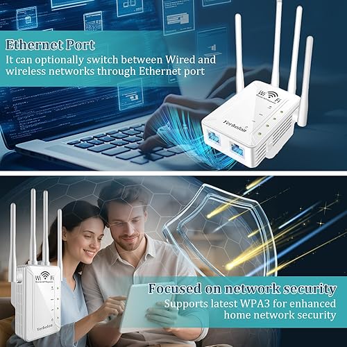 Miniatura 5 de Amplificador de señal WiFi para el hogar, cobertura de hasta 10000 pies cuadrados, amplificador WiFi, repetidor WiFi, amplificador de Internet