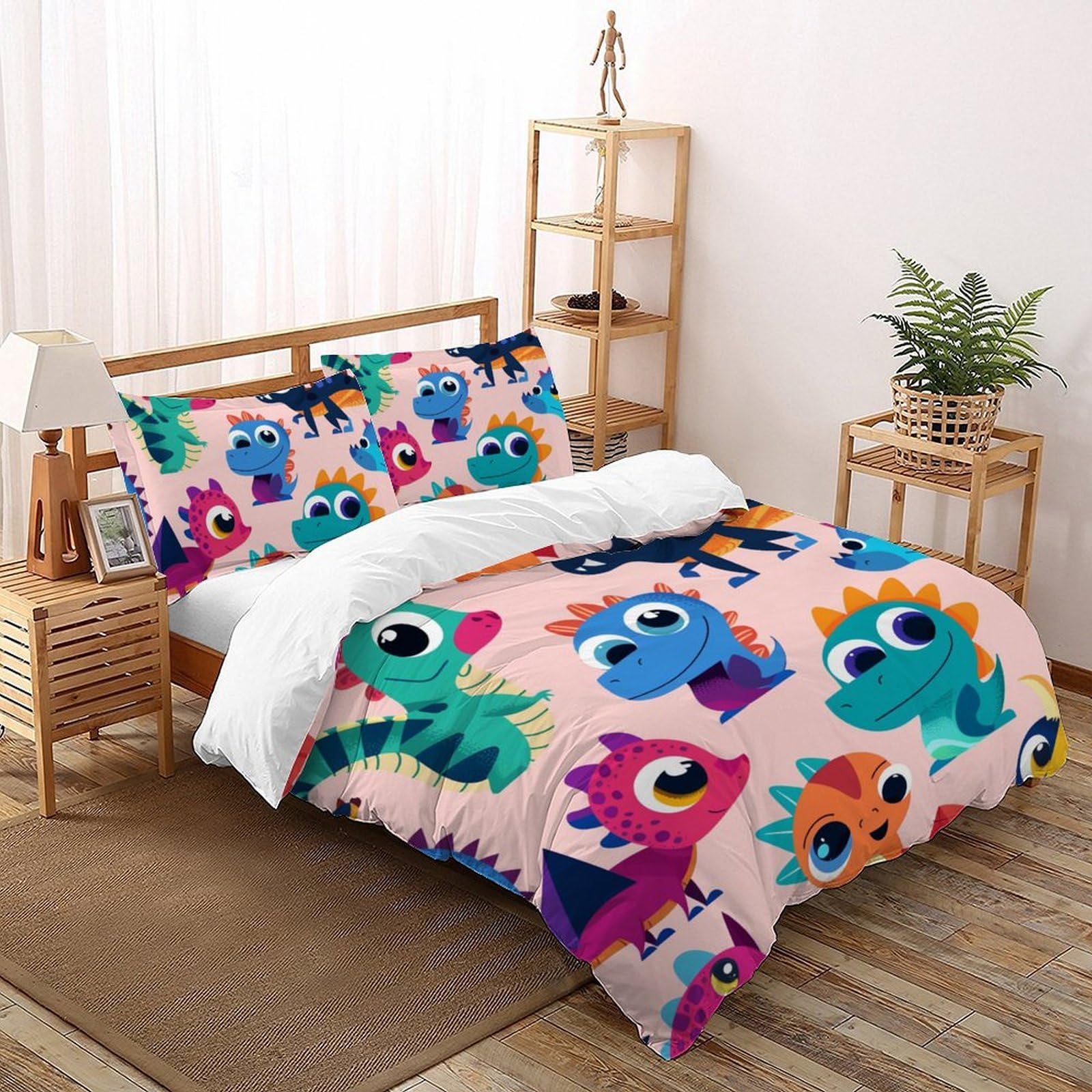 Parure de lit microfibre super douce respirante 3 pièces dragons de dessins animés 200x200