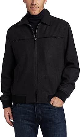 Perry Ellis Men's Wool Bomber,Charcoal,Small at Amazon Men’s Clothing ...