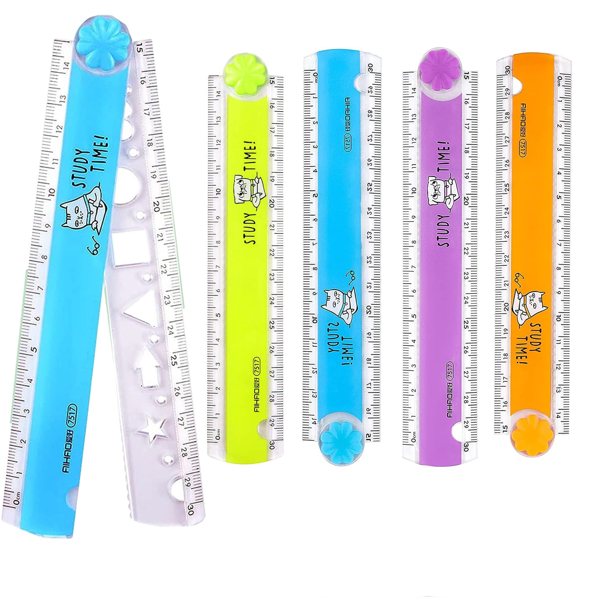 Lot De 4 Règles En Plastique 30 Cm - Couleurs Vives, Double Échelle Cm/pouces, Souples Et Incassables
