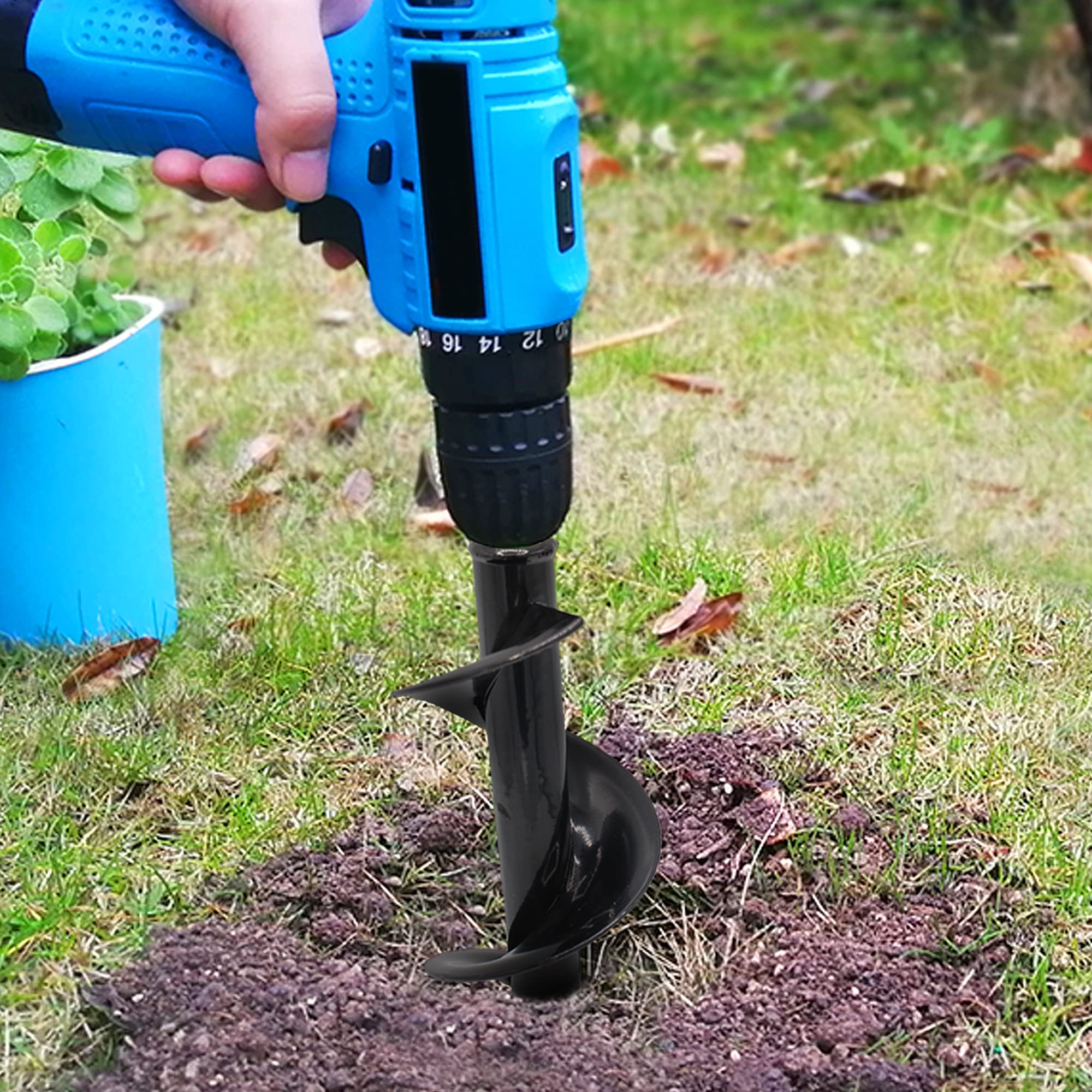 FISHTEC Trivella per Trapano Ø90mm x 25cm – Punta in Acciaio per Giardinaggio – Scava Buche Velocemente per Piante, Fiori, Alberi, Arbusti e Pali