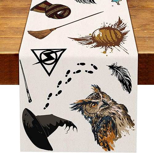 Camino de mesa de mago de Halloween, decoración de fiesta de cumpleaños, letrero de bruja, decoración para el hogar, cocina, comedor (13 x 90