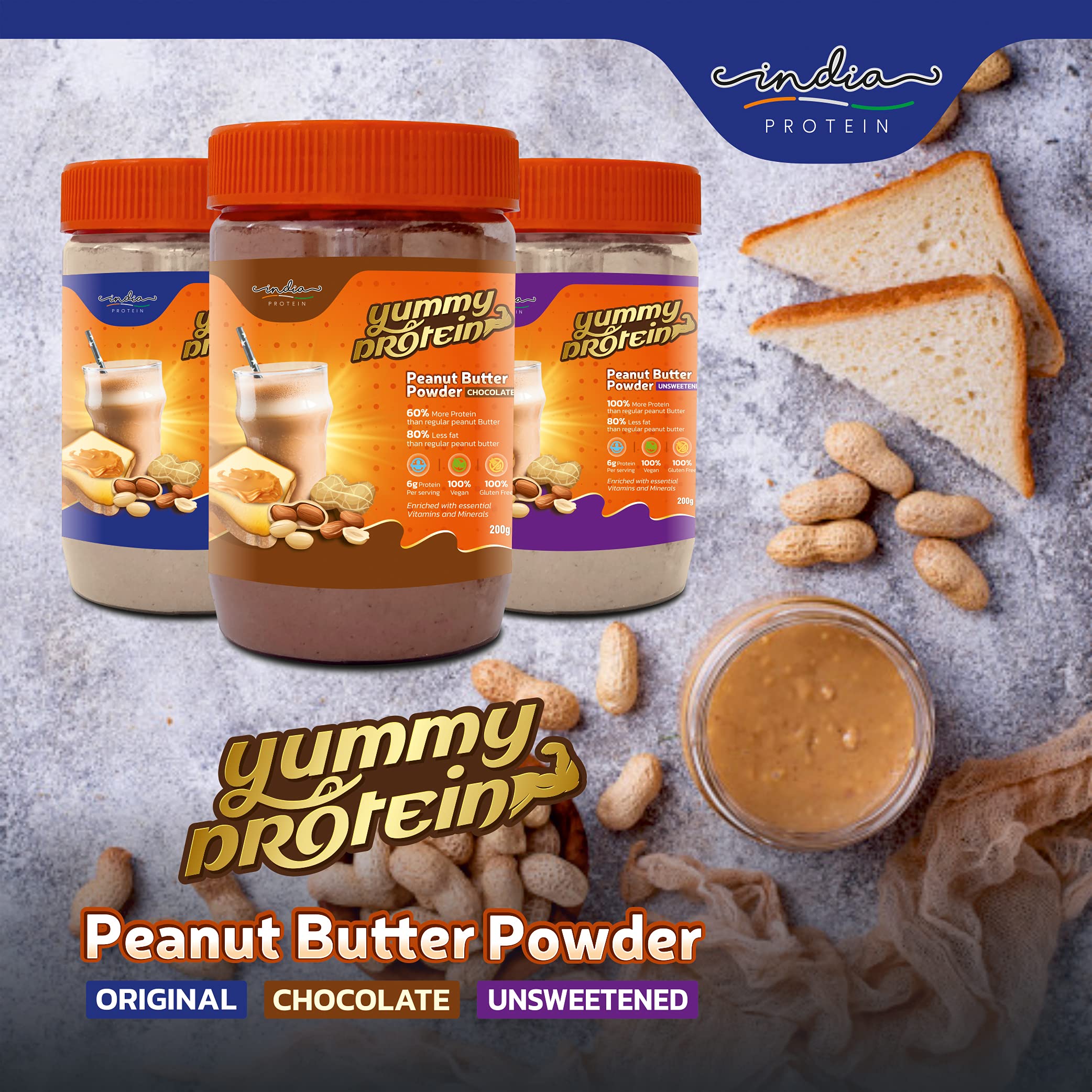 Yummy Protein Peanut Butter Powder | 80% Less oil | 100% more