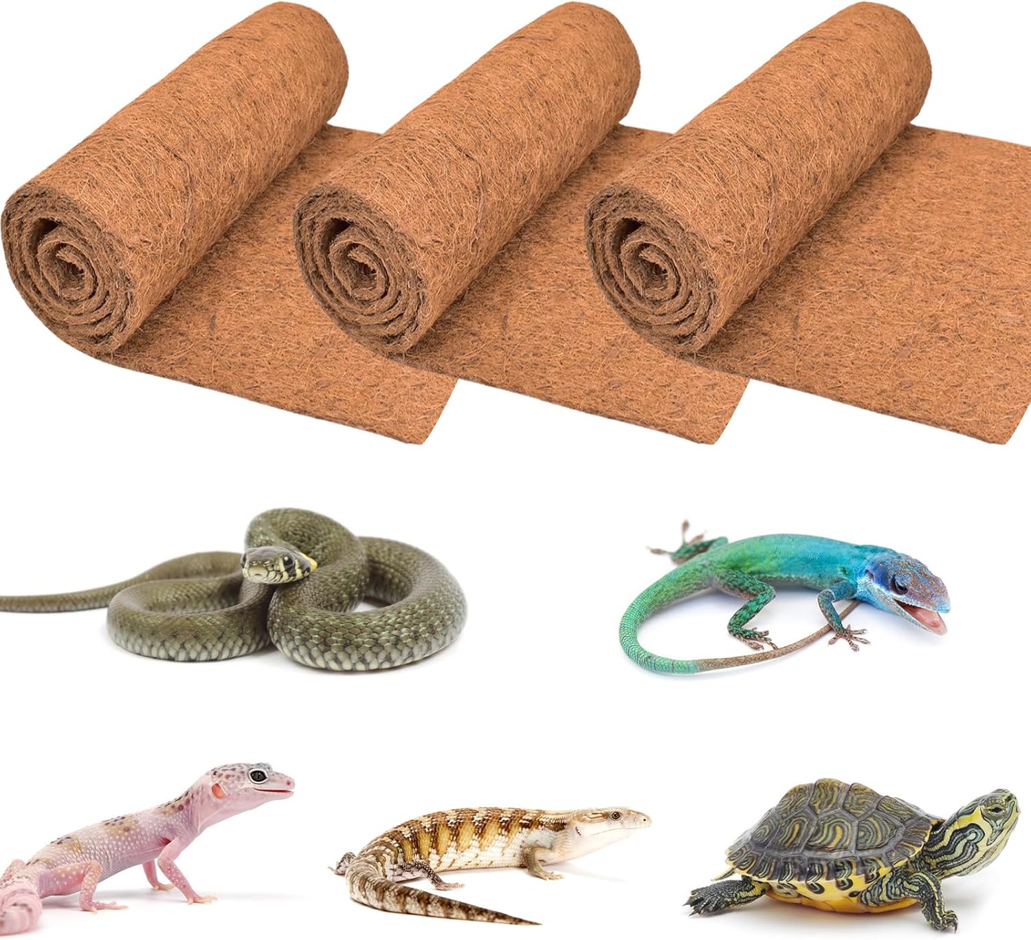 ZeeDix 3 Pieces Coconut Fiber Reptile Substrate Mat, 18 x