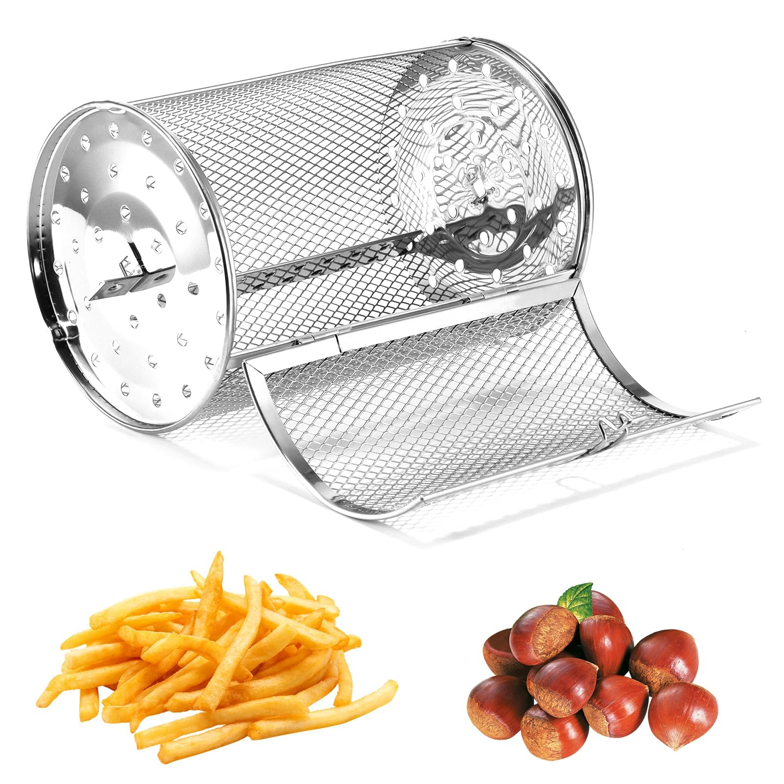 Panier à friteuse à air rotatif acier inoxydable pour cacahuètes café
