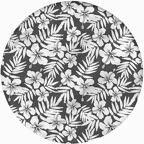 Mantel redondo tropical ajustable, diseño de flores de hibisco exótico, tamaño XX pequeño, con borde elástico, apto para mesa redonda de 24 a 28