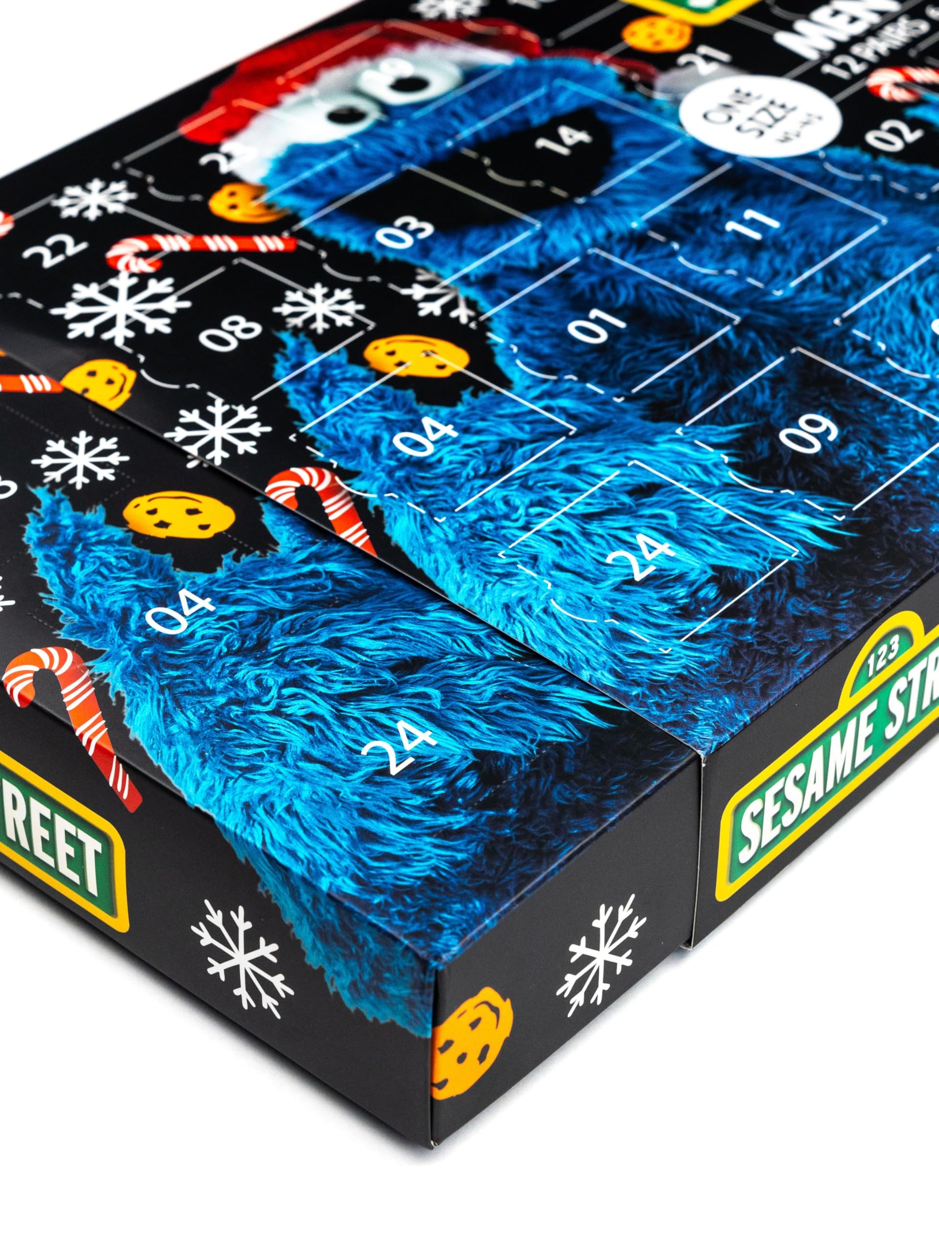 Sesamstraße Adventskalender mit 12 Paar Socken Größe 40-45 für Herren Weihnachtskalender mit Sneakers und langen Socken