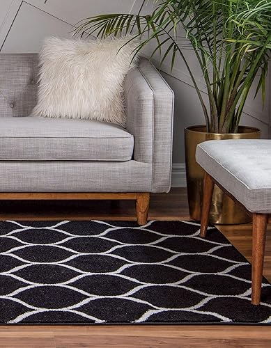 Miniatura 3 de Rugs.com Lattice Frieze Collection Alfombra – 4 x 6 pies, alfombra mediana negra perfecta para salas de estar, comedores grandes, planos abiertos